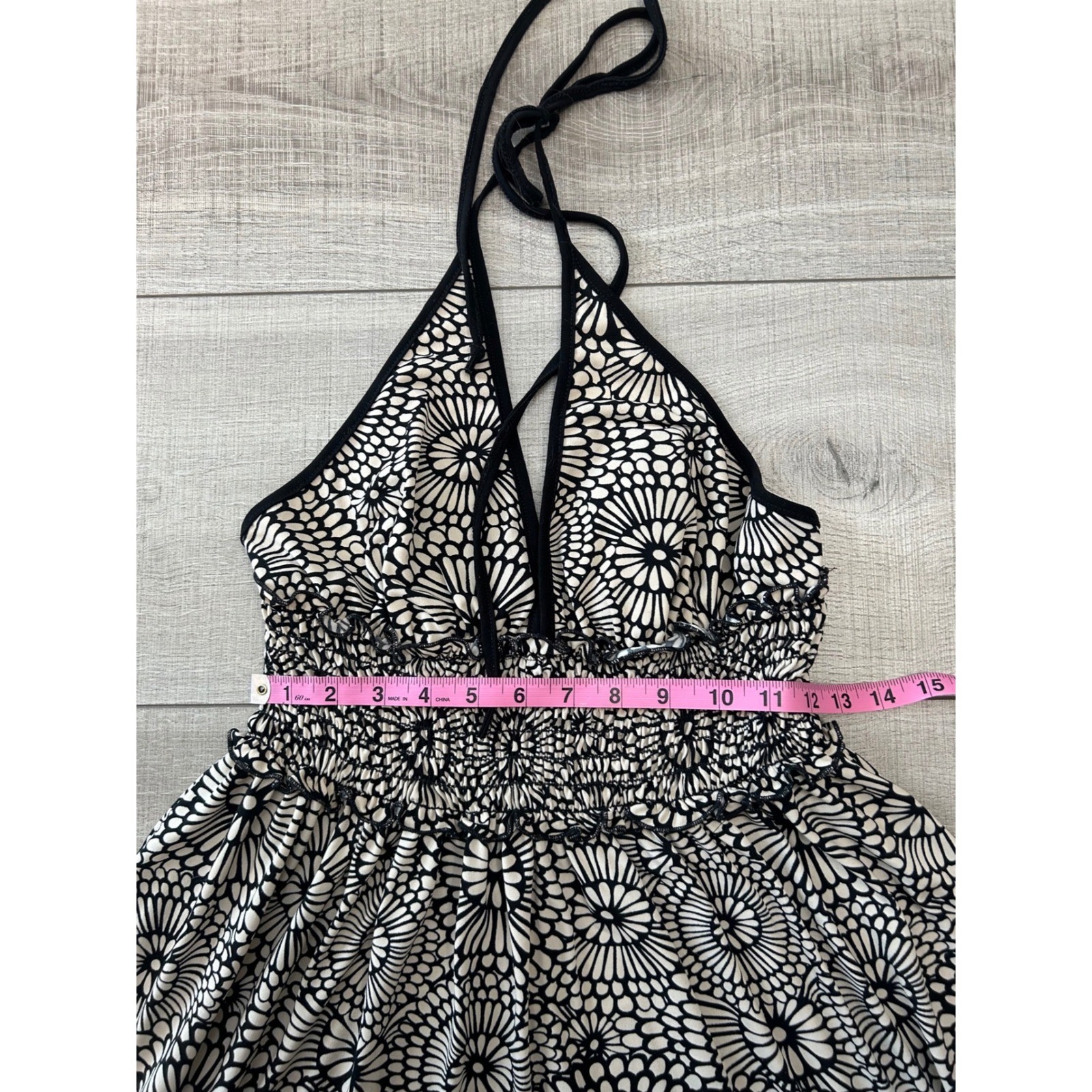 Halter Mini Dress Retro Floral Print Size M