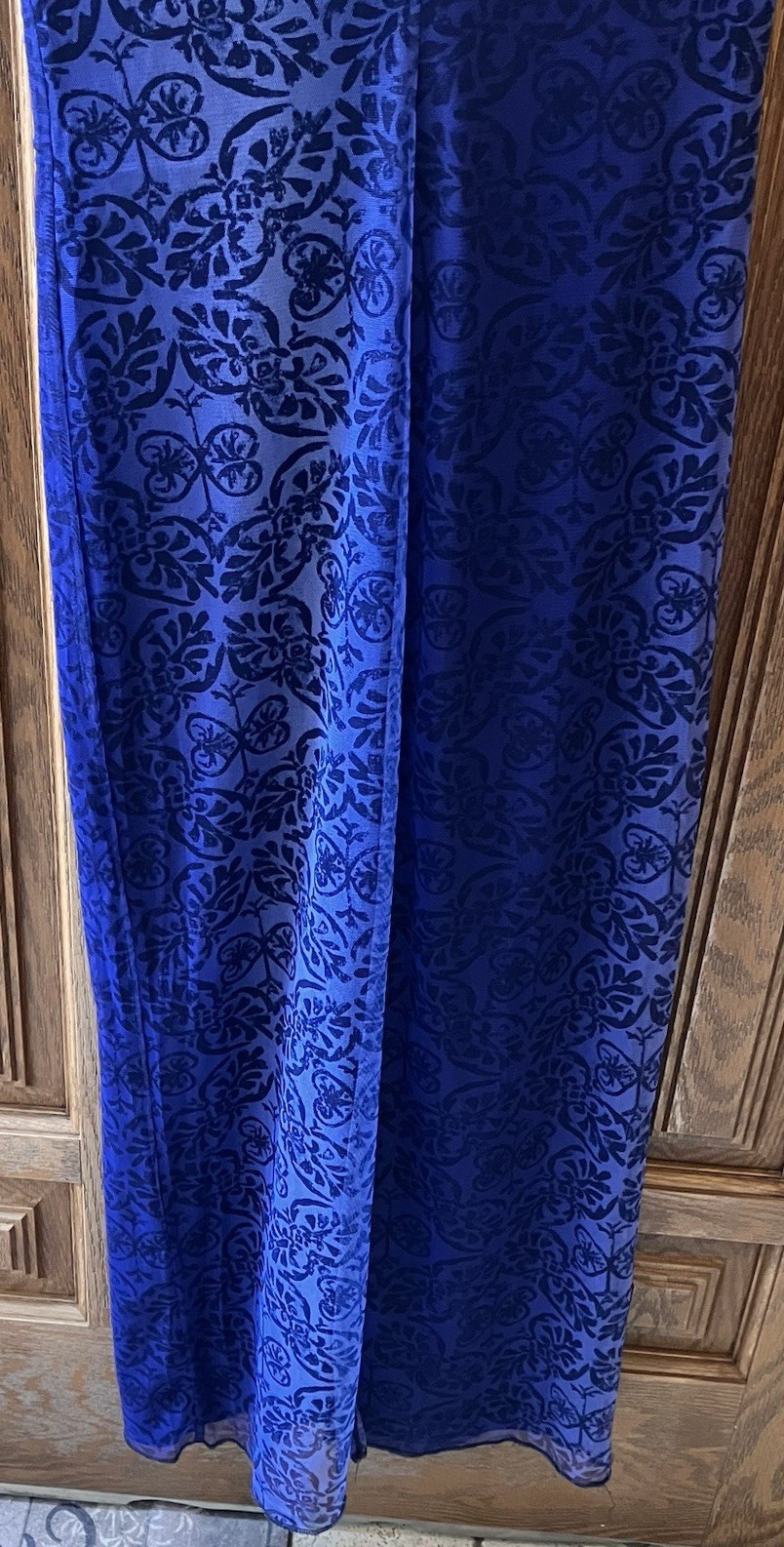 Vintage 5-7-9 Juniors Blue Mesh Lined Long Dress Size 7 Butterfly Heart USA Made