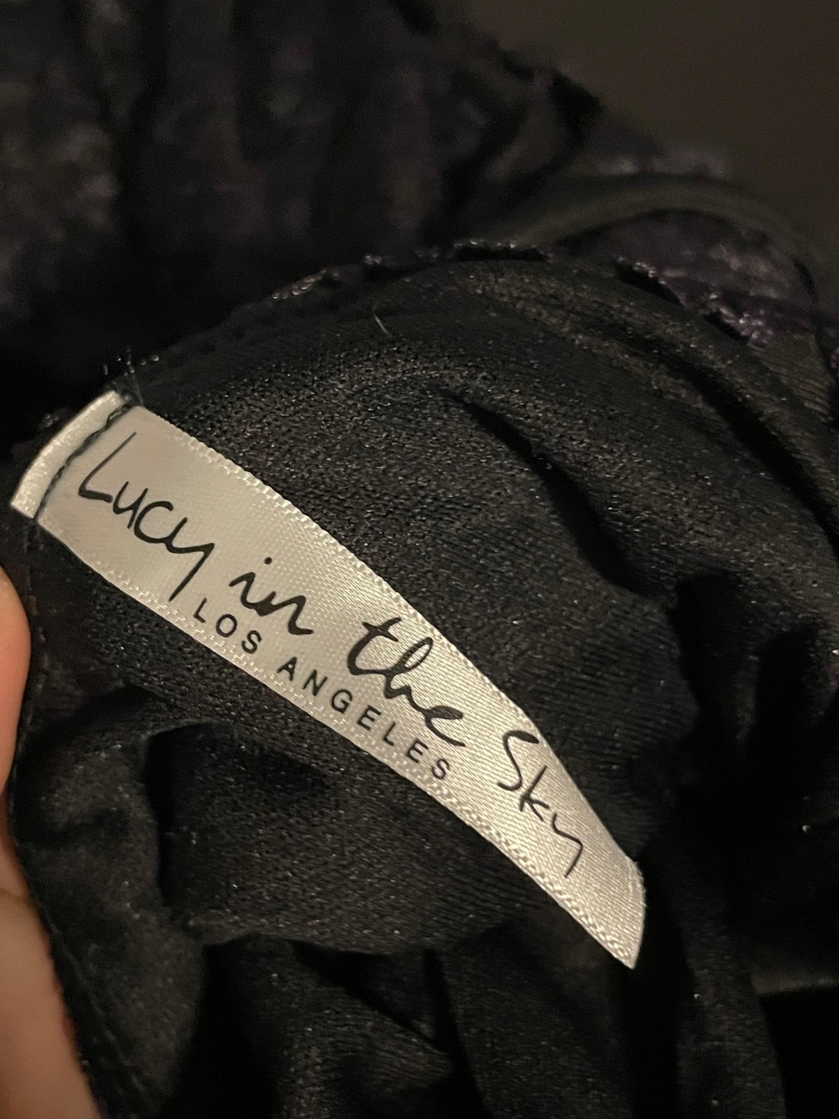 Lucy In The Sky Dress Womens Medium Black Velvet Floral Lace Up Mini Open Back