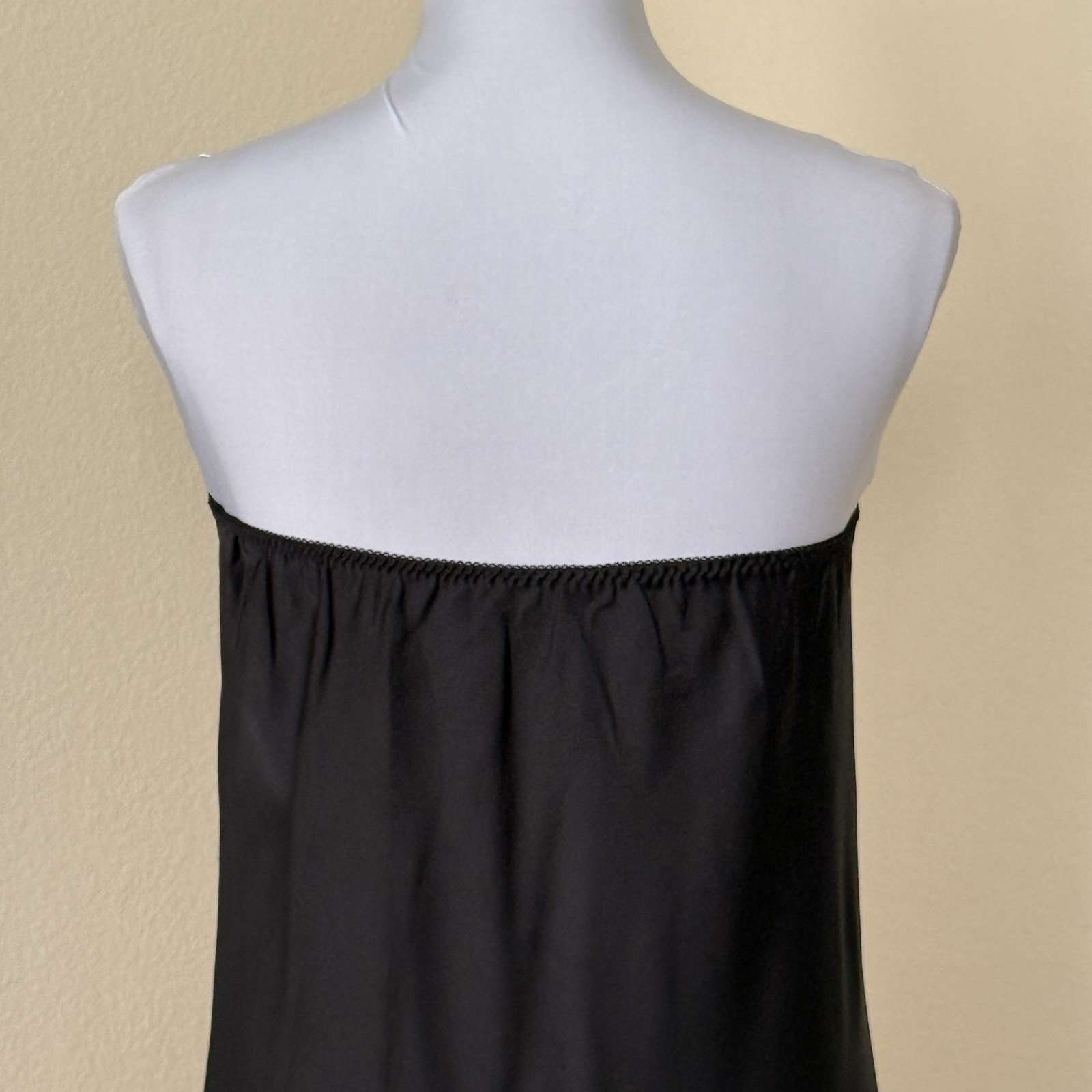 Vintage Full Slip Maxi Dress Long Strapless Gown Lace Scallop Trim 1960s M/L