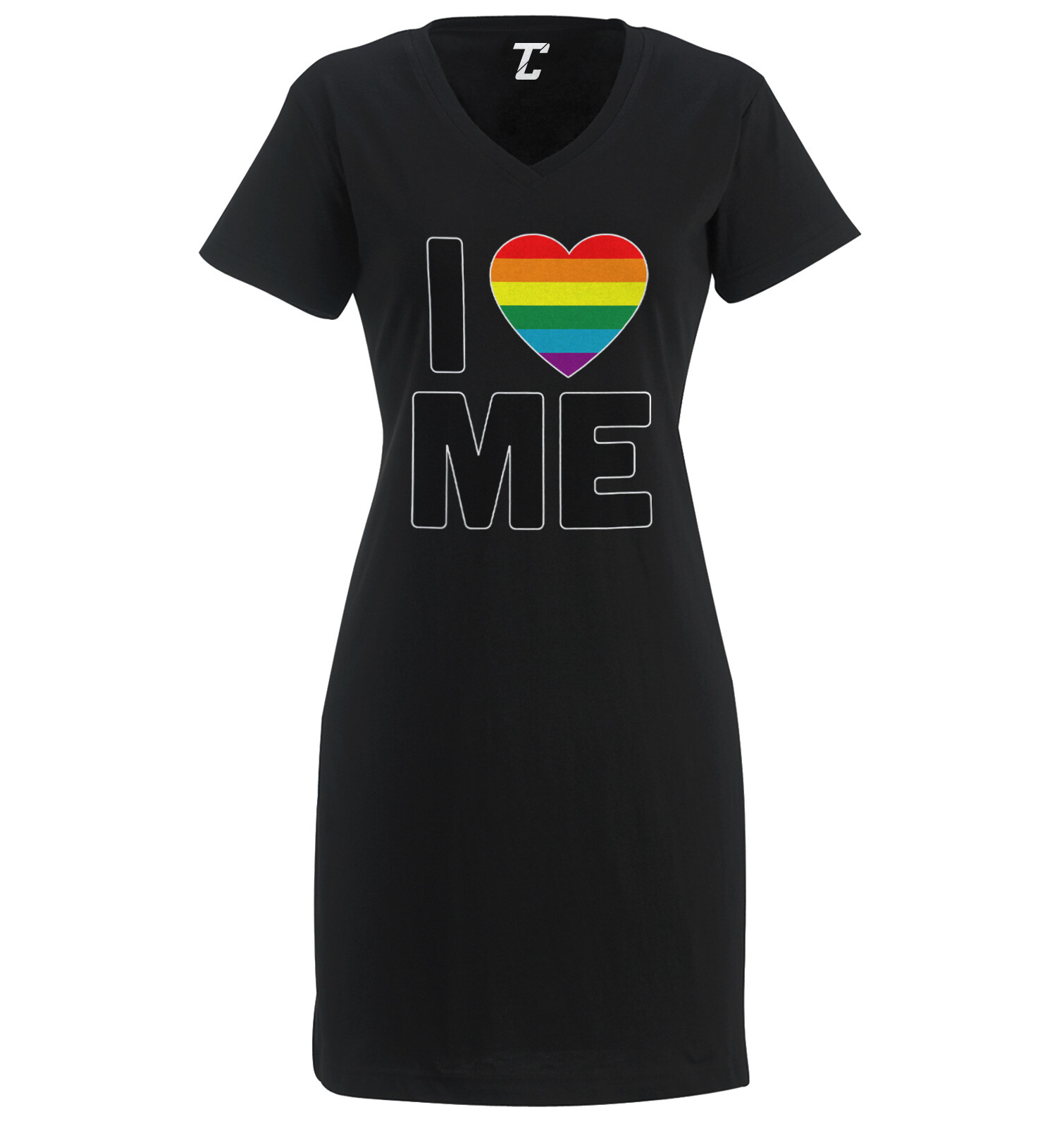 I Love Me – Rainbow Heart Gay Pride LGBTQ True Colors Women’s Dress