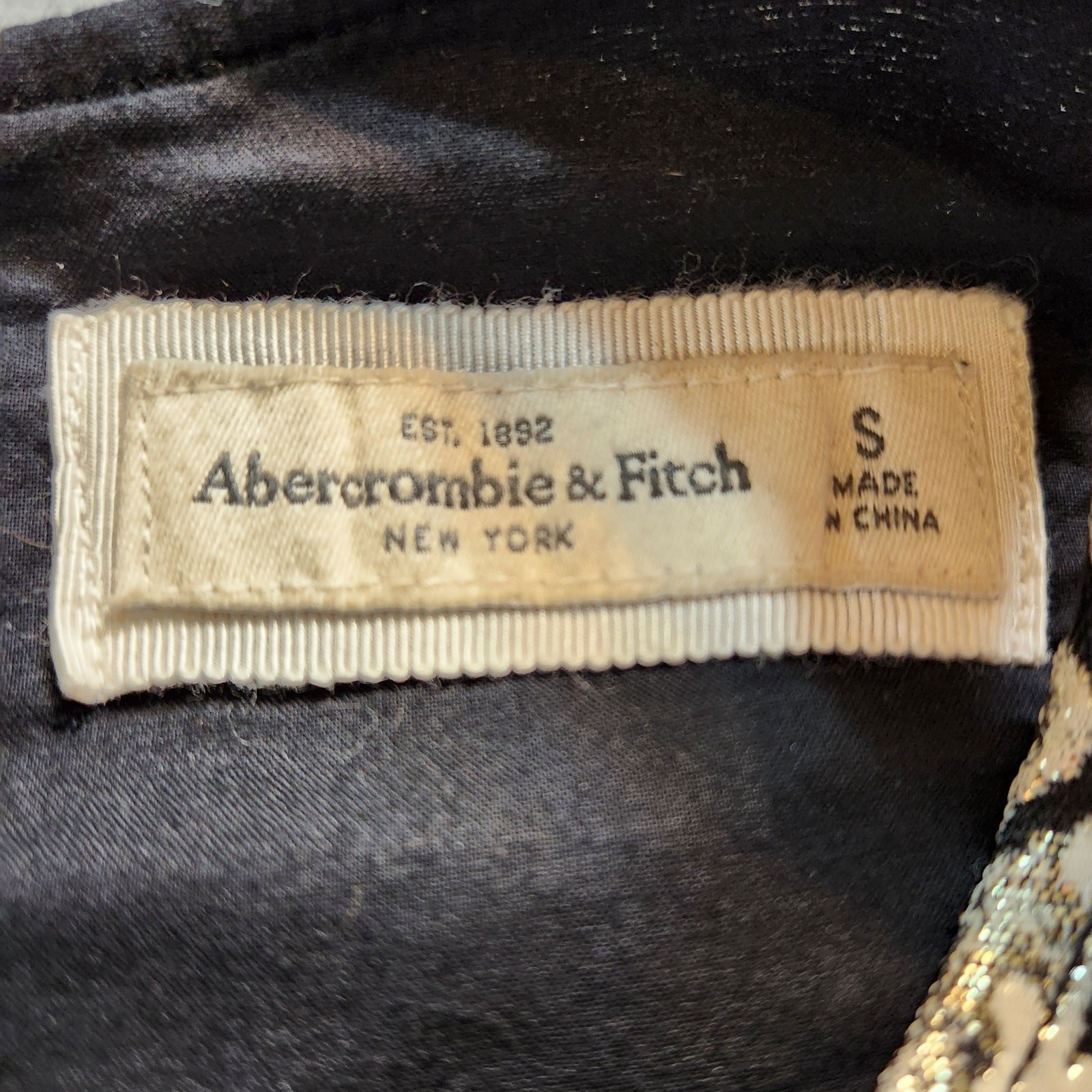 ABERCROMBIE & FITCH Black White Gold Metallic Floral Brocade Sleeveless Party S