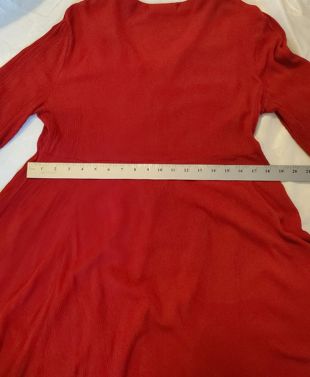 Indigo Soul Dress Size Medium Red Embroidered Crepe Crinkle Tunic 3/4 Sleeves