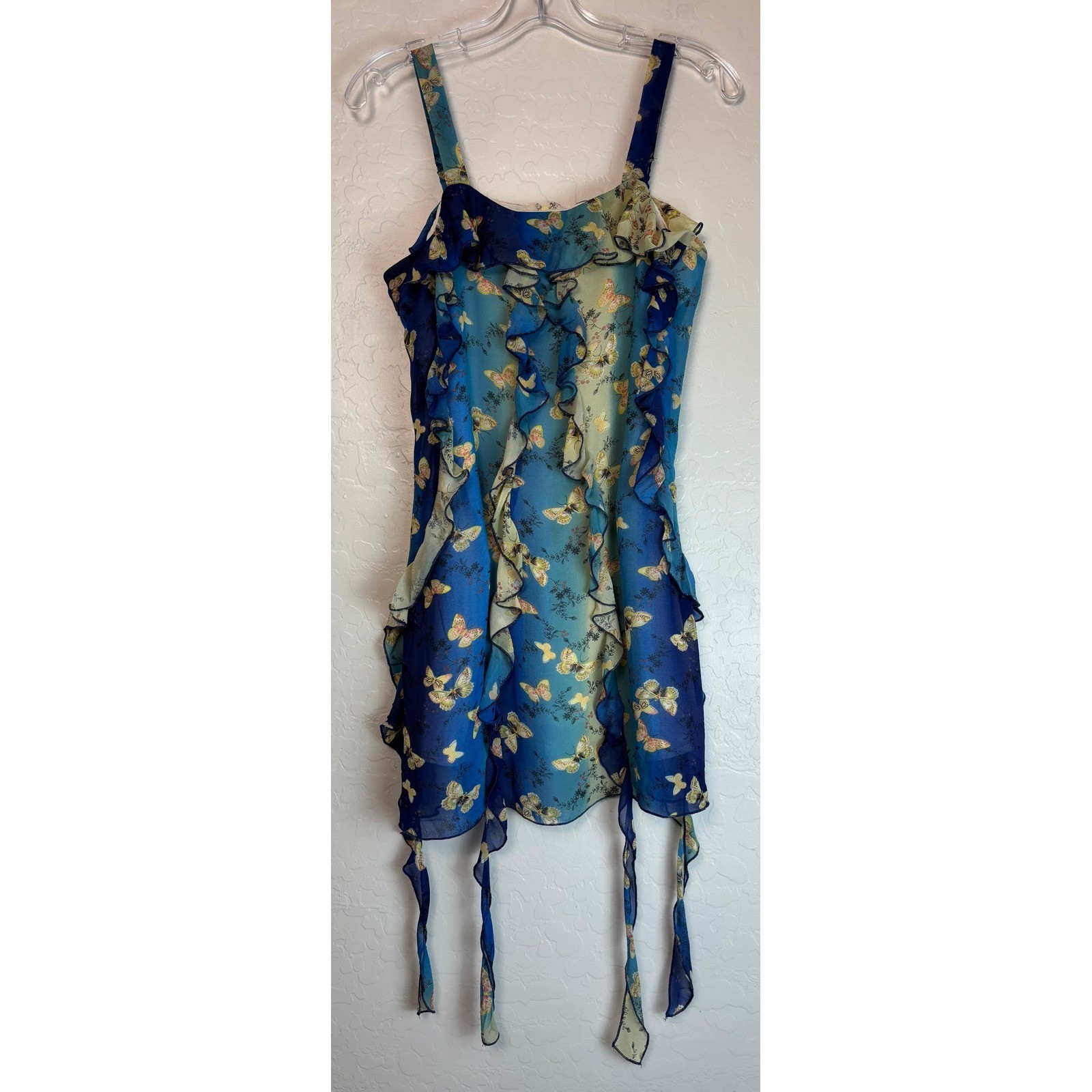 Allison + Kelly Blue Ombre Butterfly Ruffle Mini Dress Size 16 2247