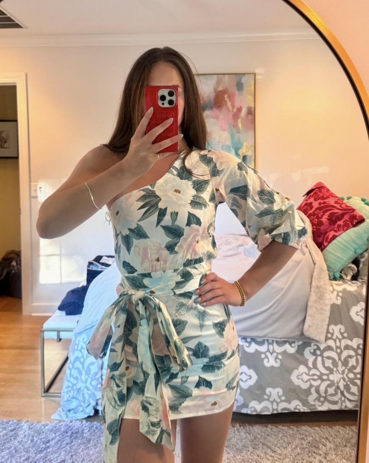 Billabong x The Salty Blonde One Shoulder Floral Dress Small Tie Waist