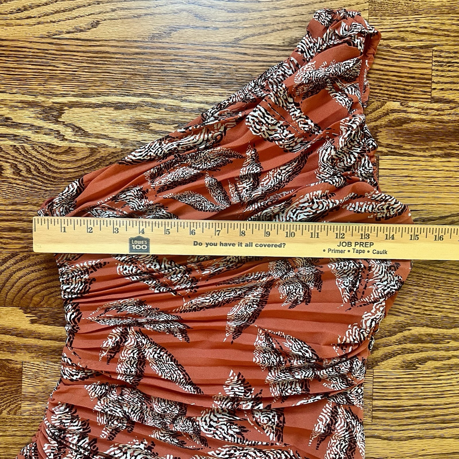 NWT Rosevelvet One-shoulder Ruched Abstract Leaf Print Side Zip Maxi Dress Sz S