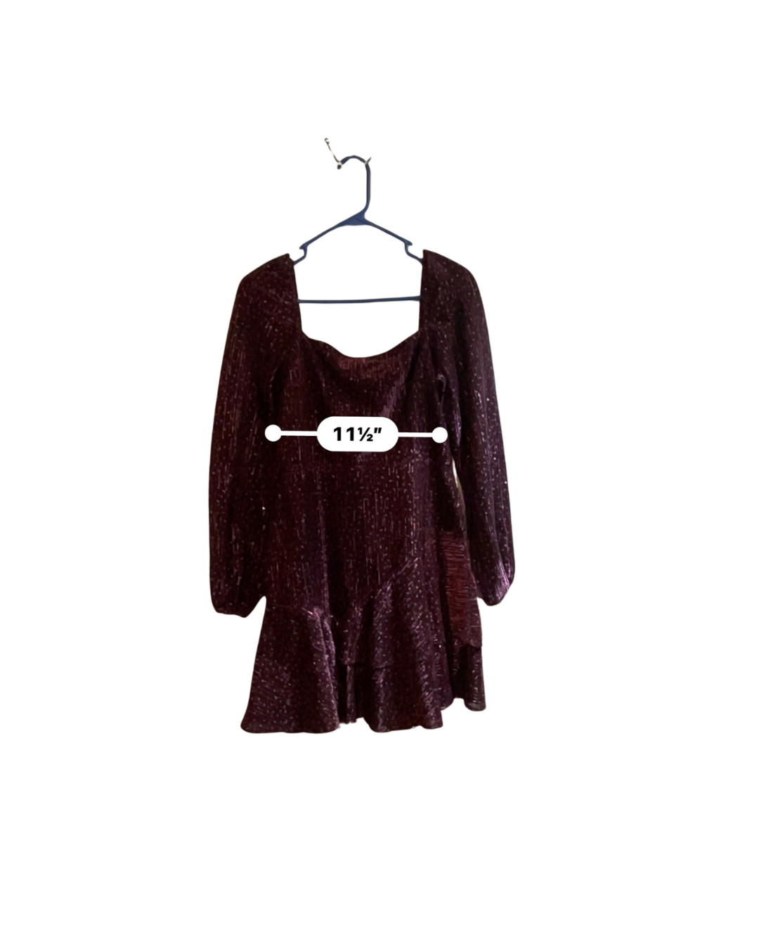 For Love & Lemons Purple Metallic Mini Dress Size 7 Long Sleeve Party Dress