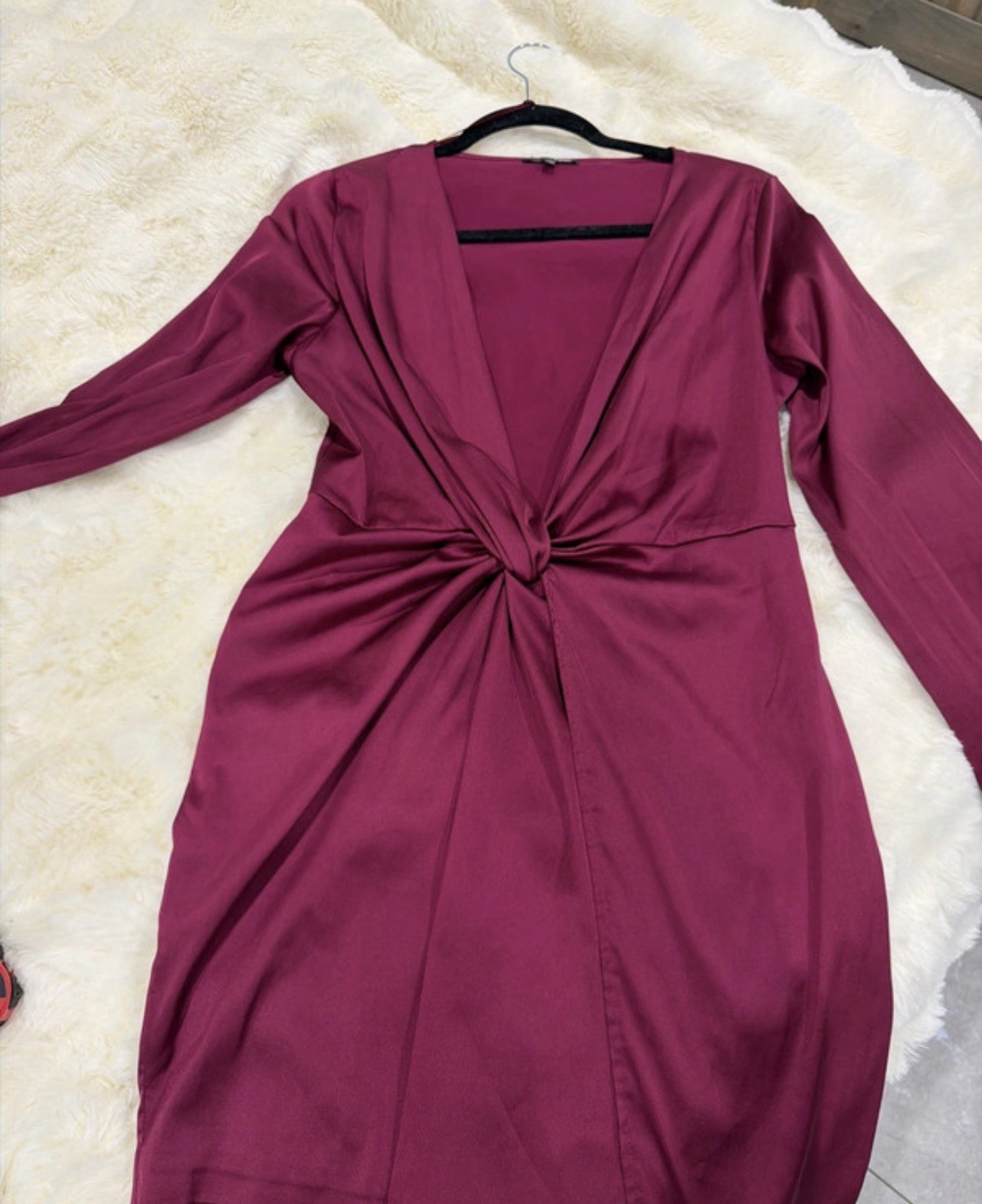 SHEIN Women’s Purple Solid V-Neck Long Sleeve Mini Dress, Size M