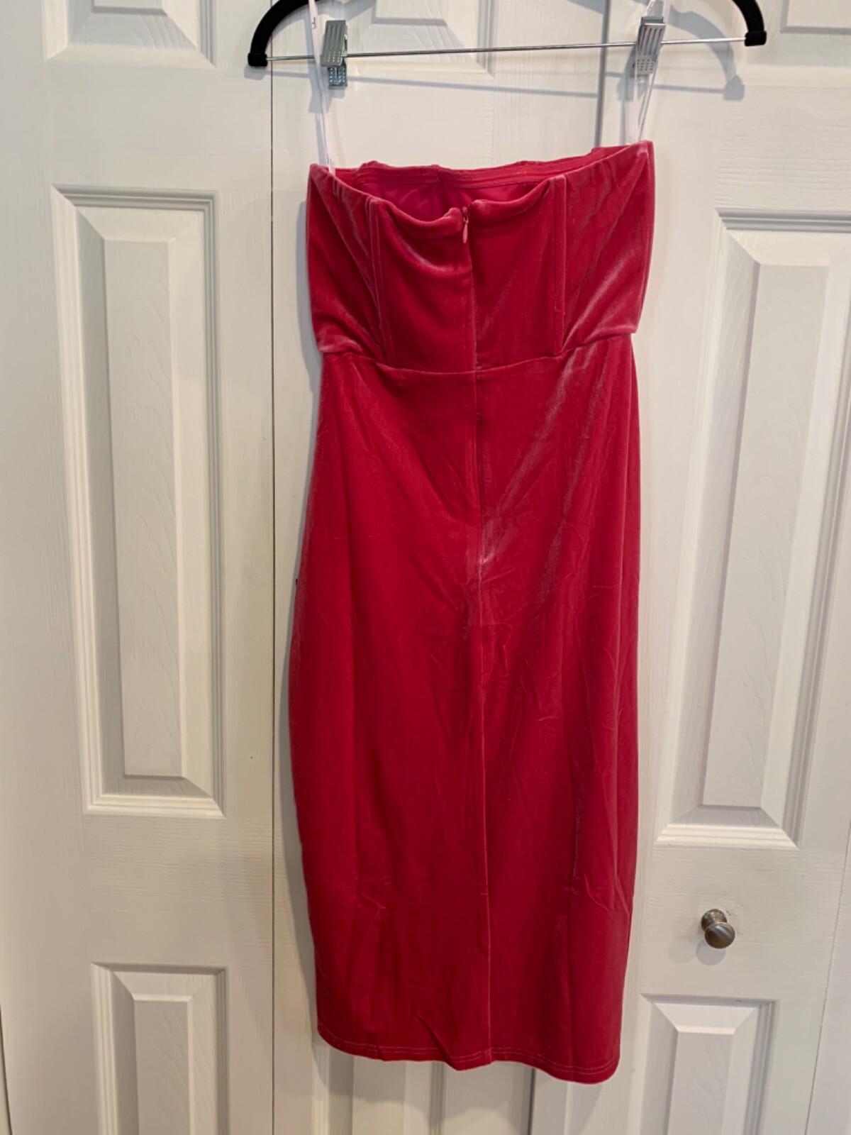 Lulu’s Glamorous Celebration Sz S hot pink velvet tulip dress, NWT, strapless