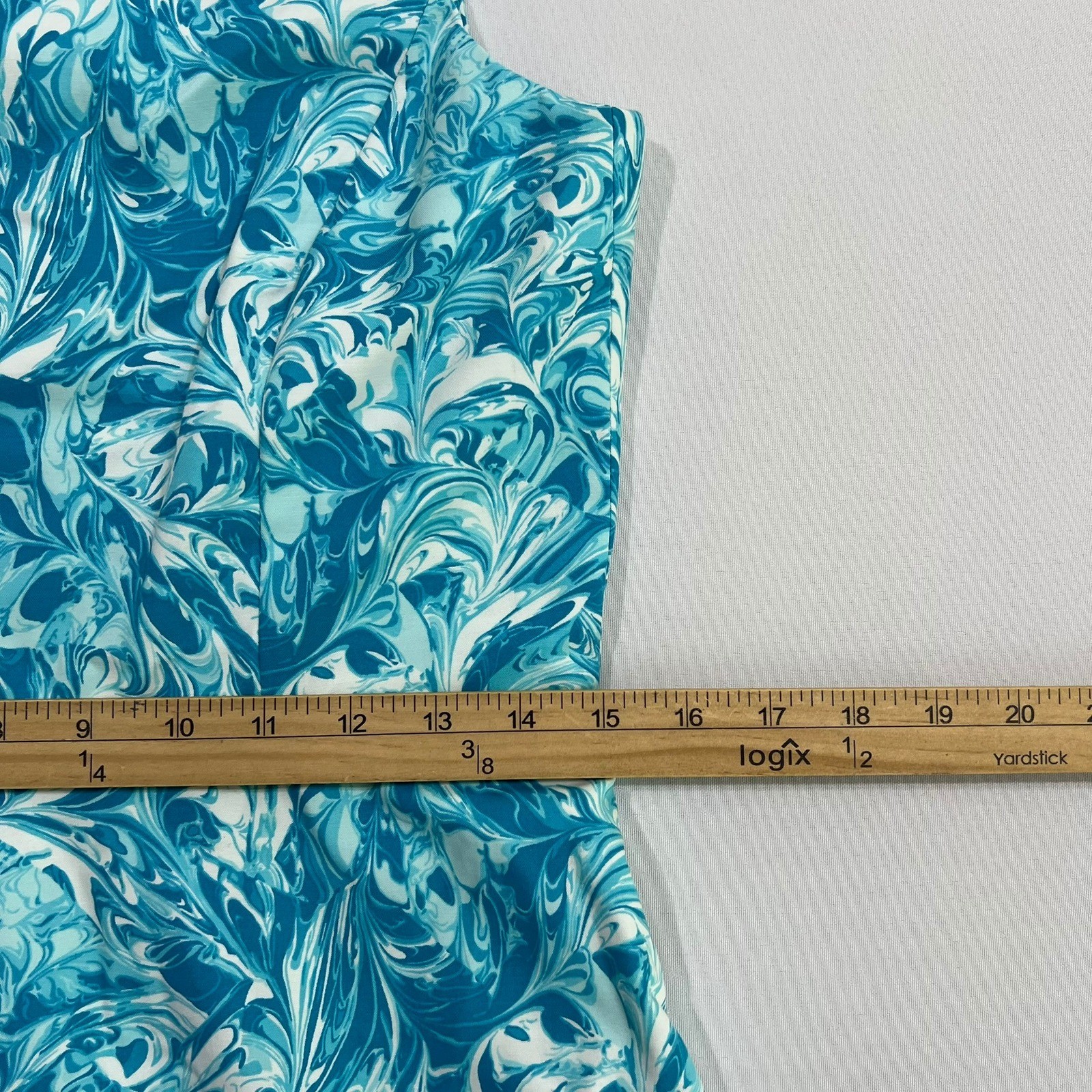 Michael Kors Dress Marble Swirl Print Sleeveless Fit Flare Blue Womens 6P