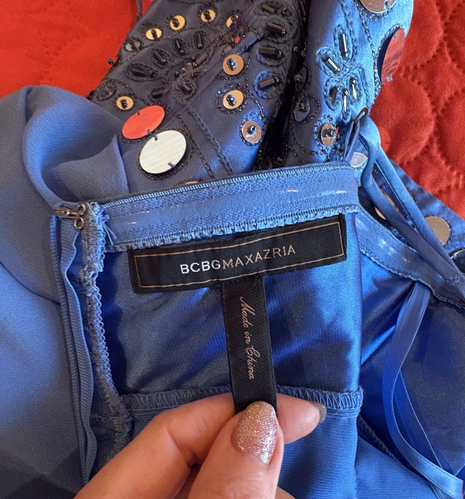 BCBG SILK SEQUENCE Dress Blue Size 4