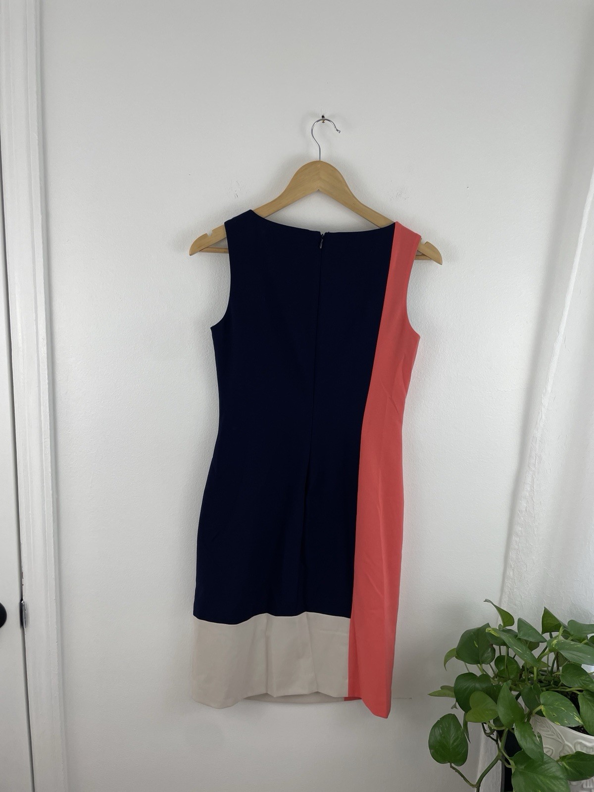Ralph Lauren 2 Navy Pink White Sleeveless Sheath Dress Women’s 2 Knee Length
