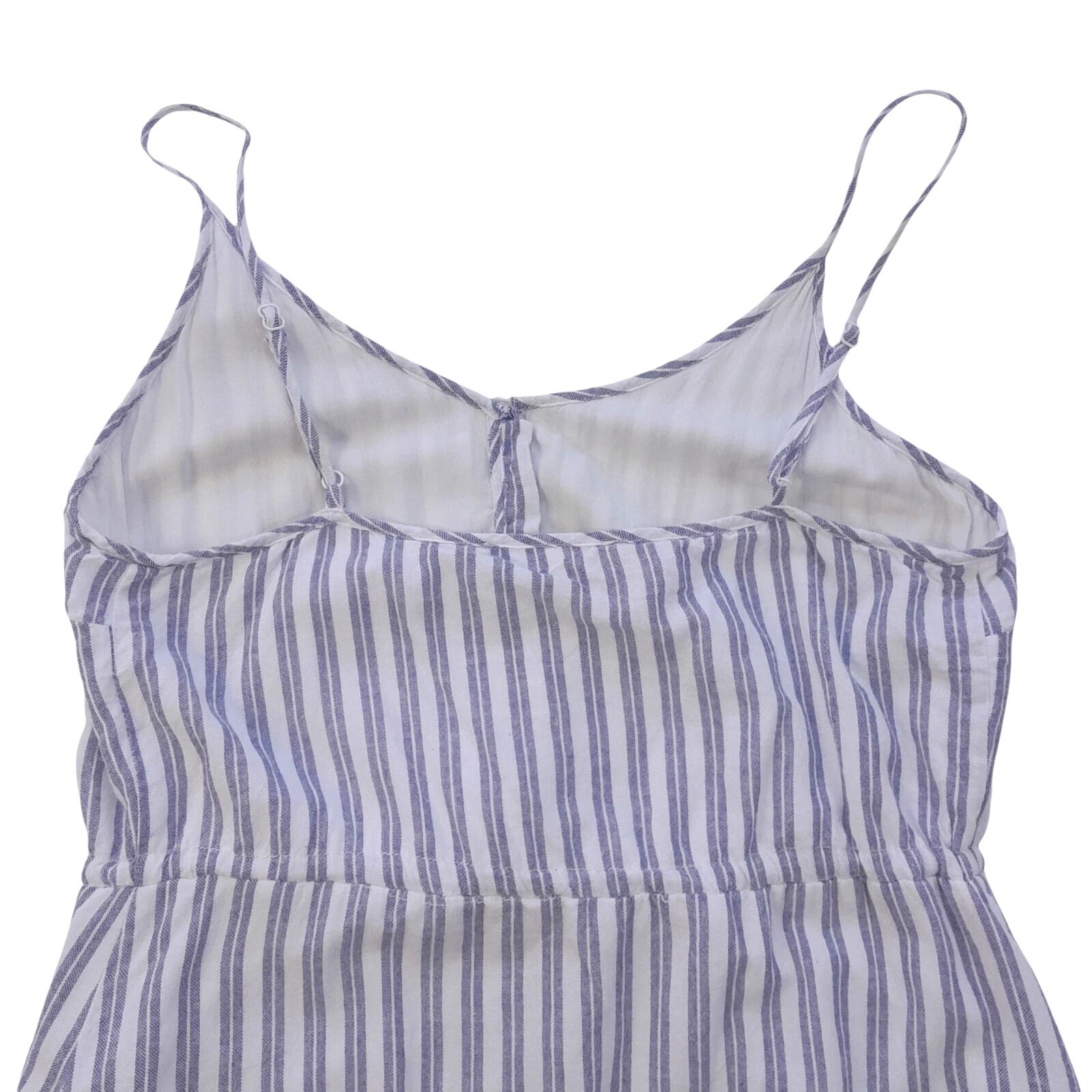 Favlux high-low dress sleeveless button up/Large/grayish blue+ivory stripe/lined