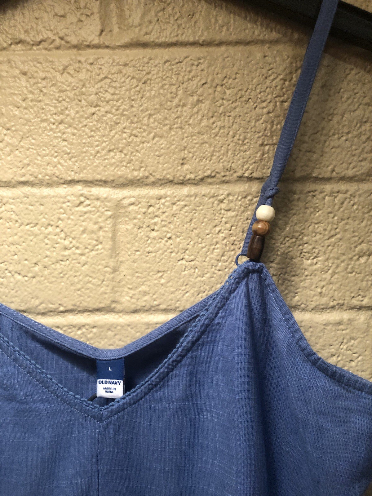 OLD NAVY size Large Chambray A-line Sundress, Blue Washable Cotton/Rayon blend