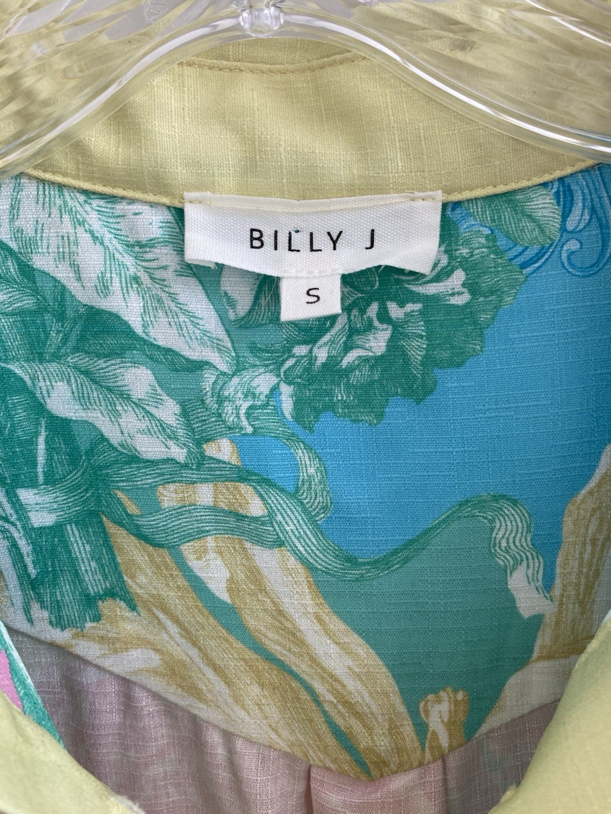 Billy J. Yellow Pink & Blue Floral Linen Blend Maxi Dress Womens Size Small