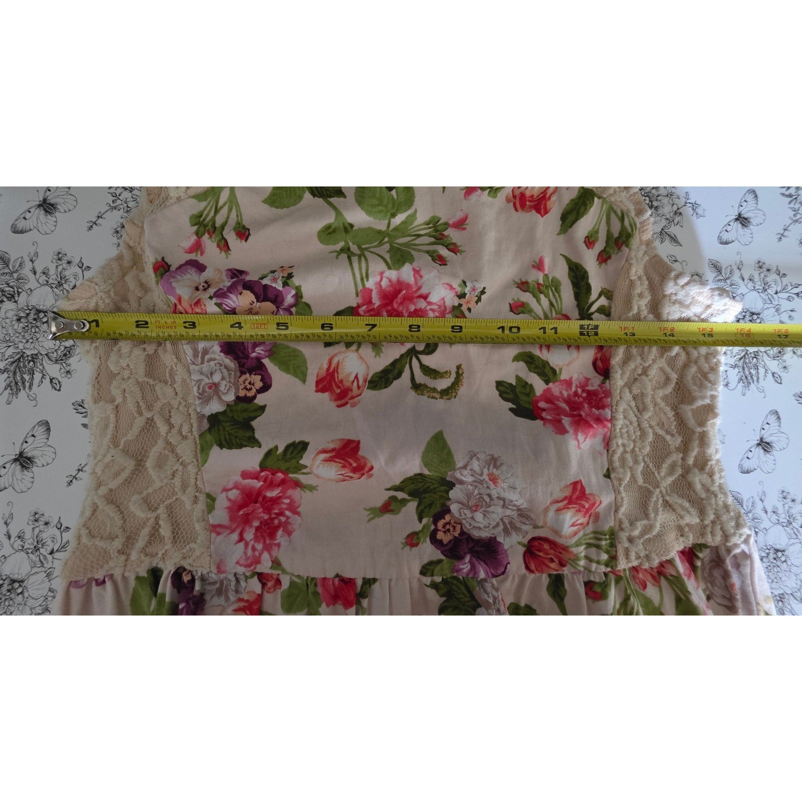 Lace Floral Dress Fairycore Romantic Soft Girl Cottagecore Feminine Sz Large