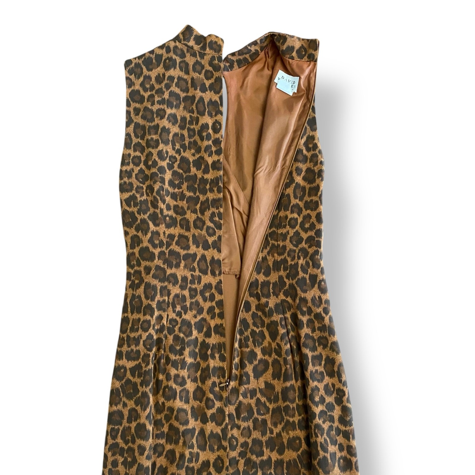 David Warren Vintage Y2K Cheetah Print Sleeveless Maxi Long Formal Dress Size 12