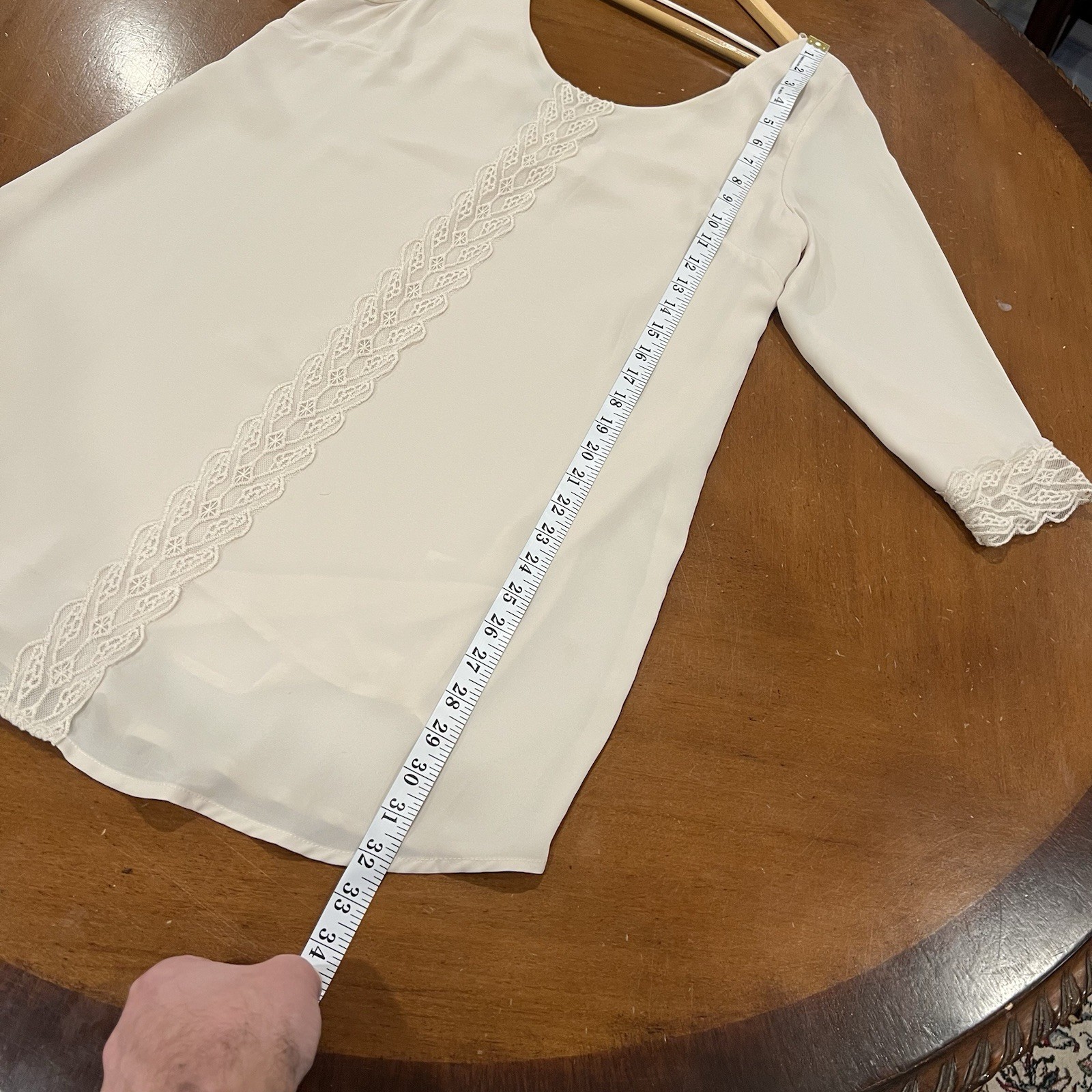 NWT ASTR Lace Shift Mini Dress Ivory Medium Boho 3/4 Sleeve Scoopneck