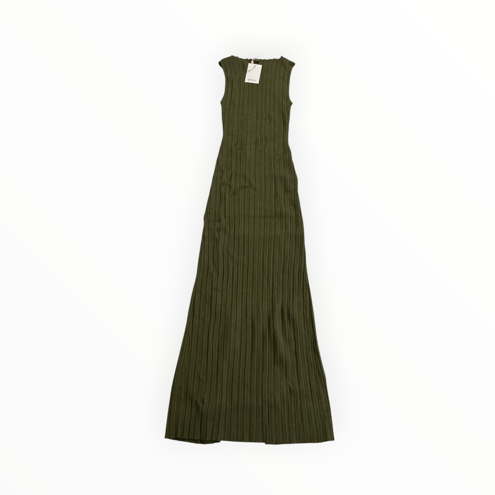 Quince Cotton Cashmere Ribbed Midi Dress Olive Sleeveless Women’s M