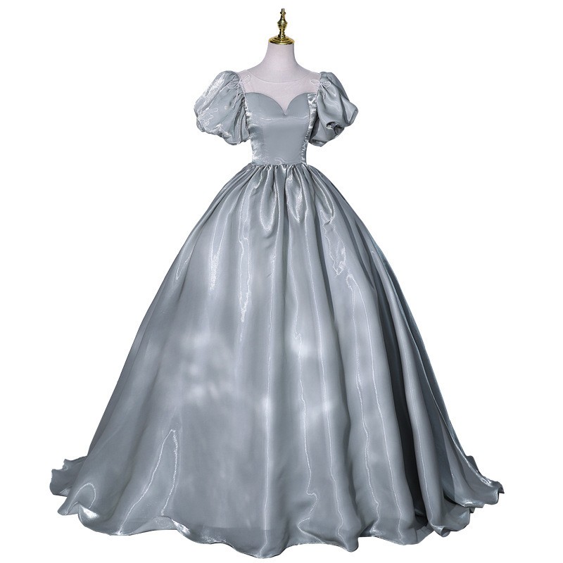 Sky Blue Off Shoulder Satin Tea Length Dress Pleated A Line Cocktail Party Gown