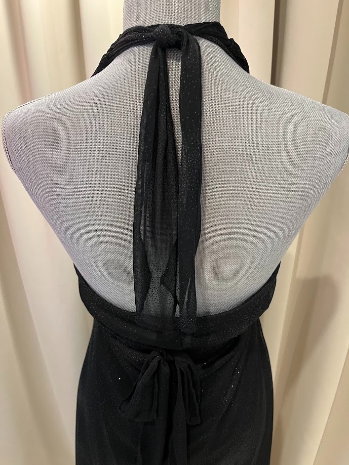 Speechless Black Halter Backless Cocktail Dress with Rhinestone Buckle Size L