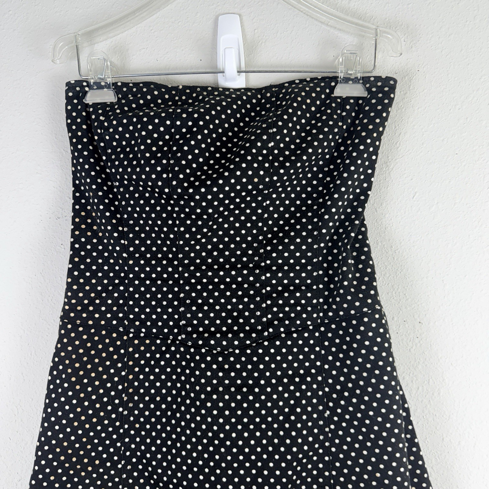 Vintage TRIPP NYC L Black Polka Dot Corset Lace Up Back Tulle Dress y2k Goth