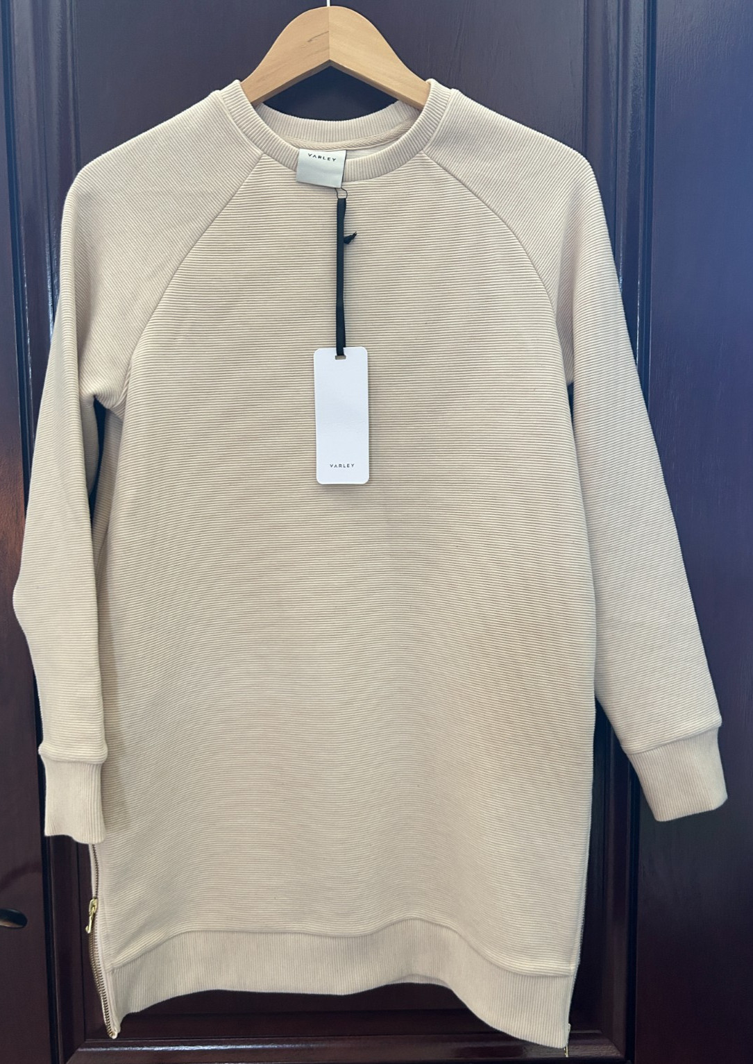 Varley Albret Lounge Dress Anthropologie Womens Cream Pockets Size XS Ottoman