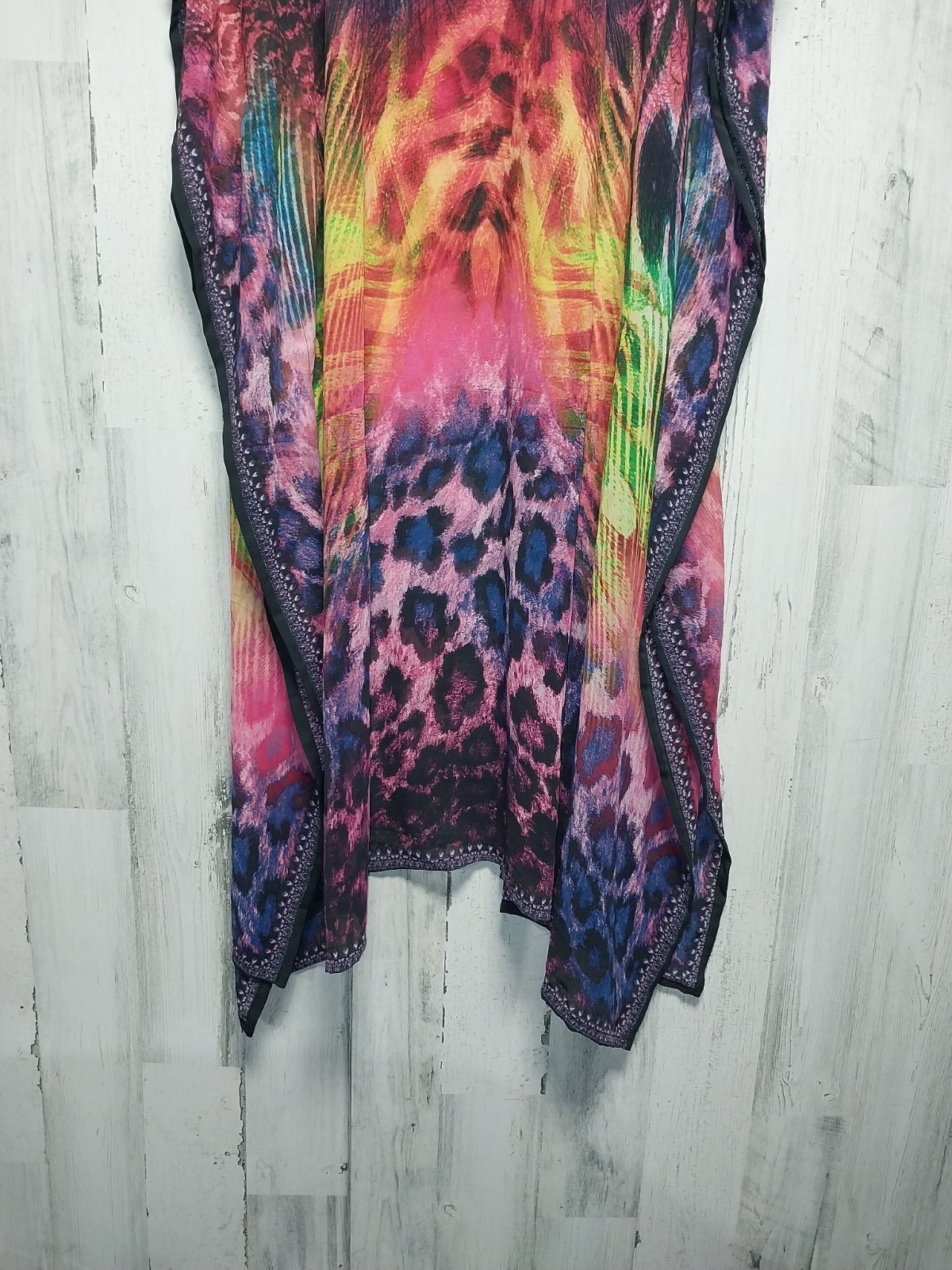 Rima Chiffon Kaftan/cover up tunic jeweled digital print fits all sz S-M-L