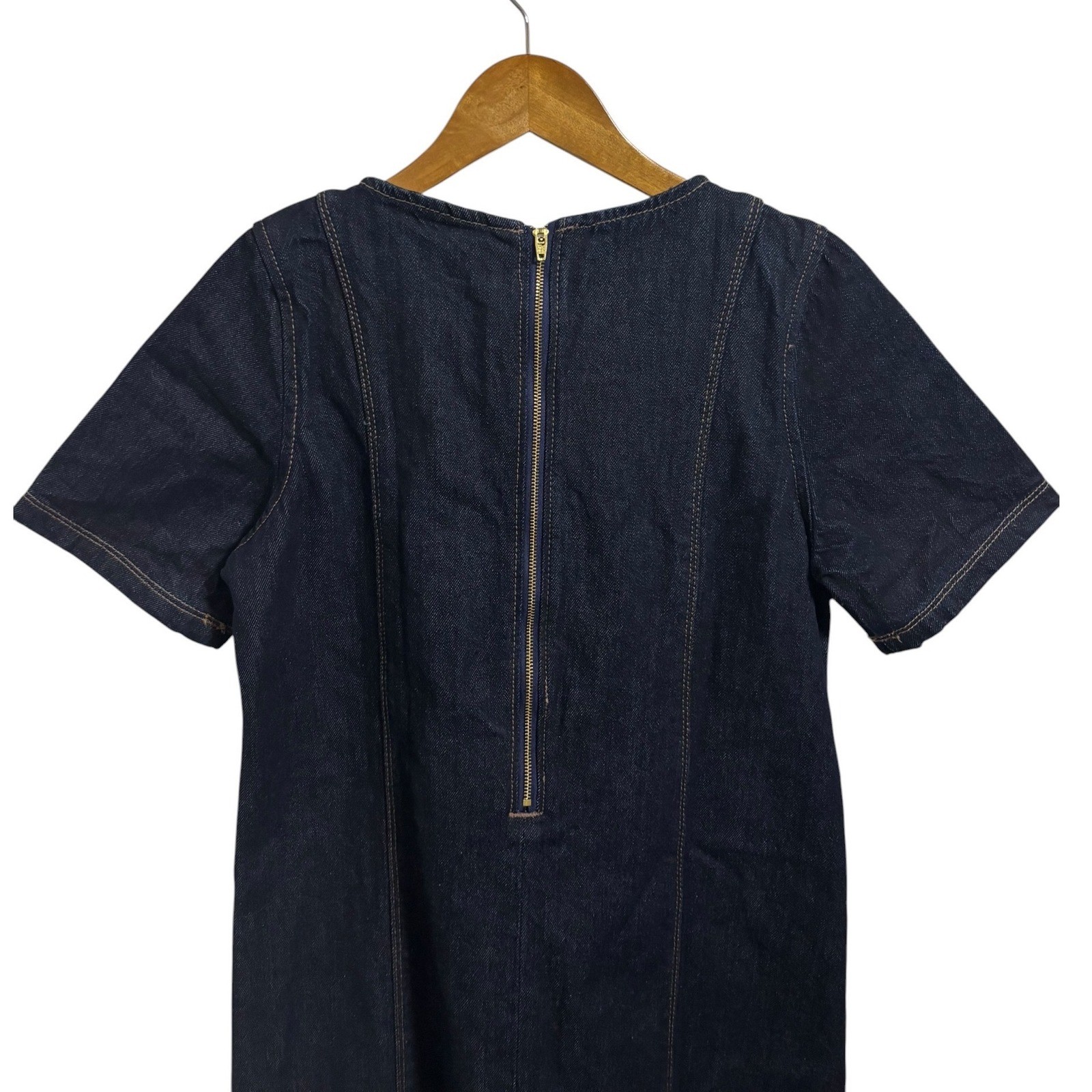 Old Navy Womens Dark Wash Denim Short Sleeve Mini Shift Dress Blue Preppy XS