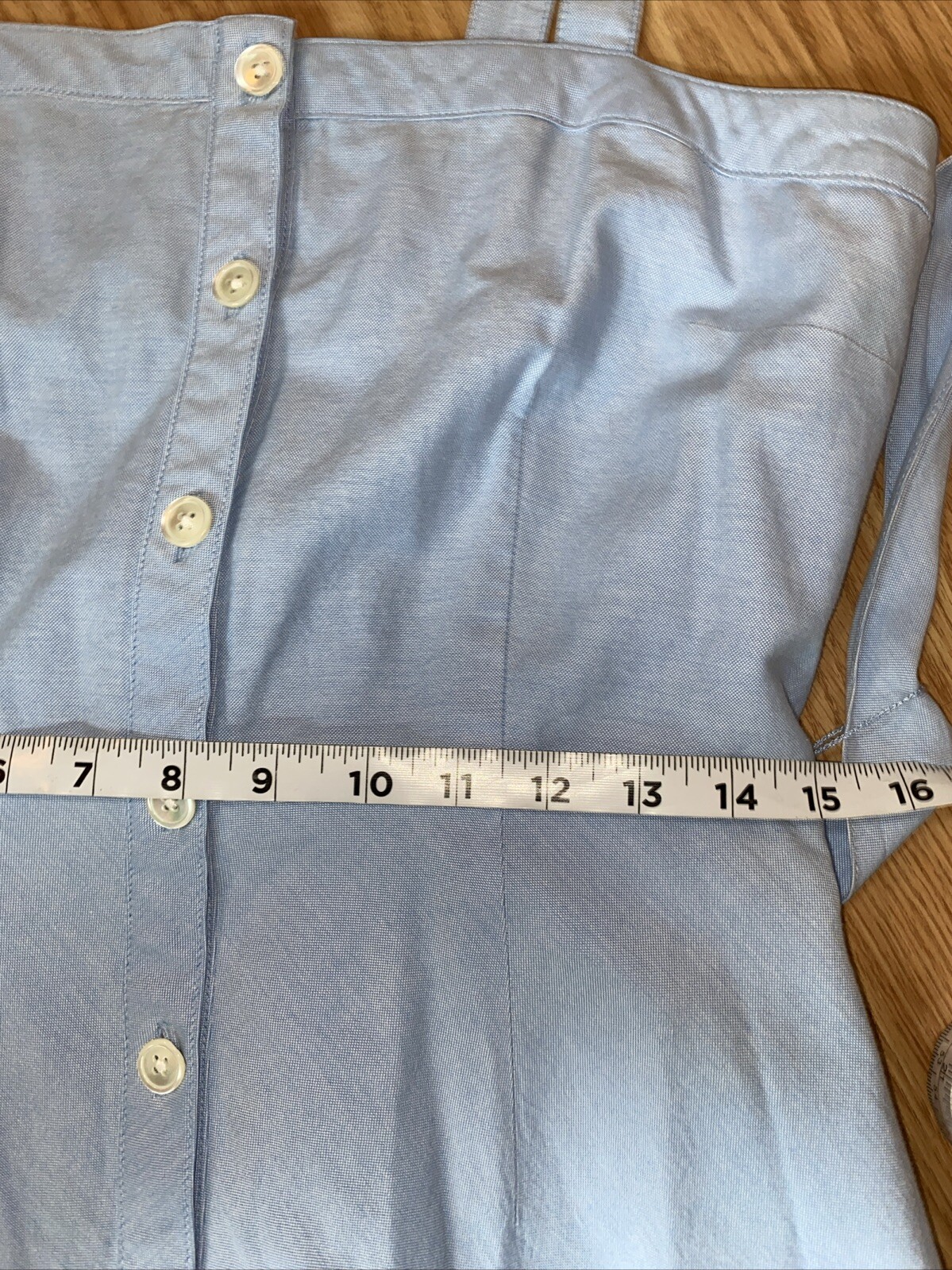 Lands End Canvas Cotton Button Down Sky Blue Halter Strap Dress Size 6 Classic