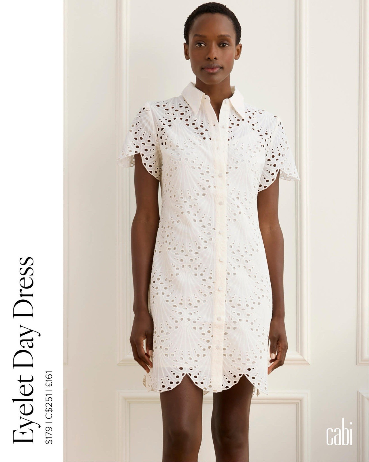 CAbi #6942 Eyelet Day Dress Spring 2026 – Size Large- New. Spring 26.