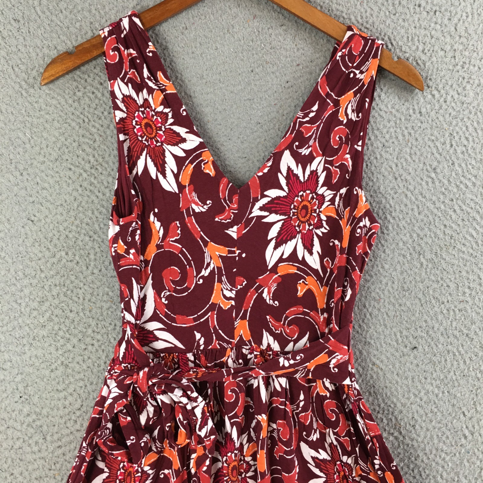 Loft Outlet Mini Dress Womens XSP Sleeveless V-Neck Floral Print Casual Burgundy