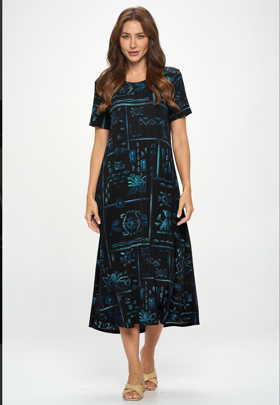 JOSTAR Slinky LONG DRESS Poly Spandex SLINKY STRETCH Knit BLACK TEAL S M L XL 3X