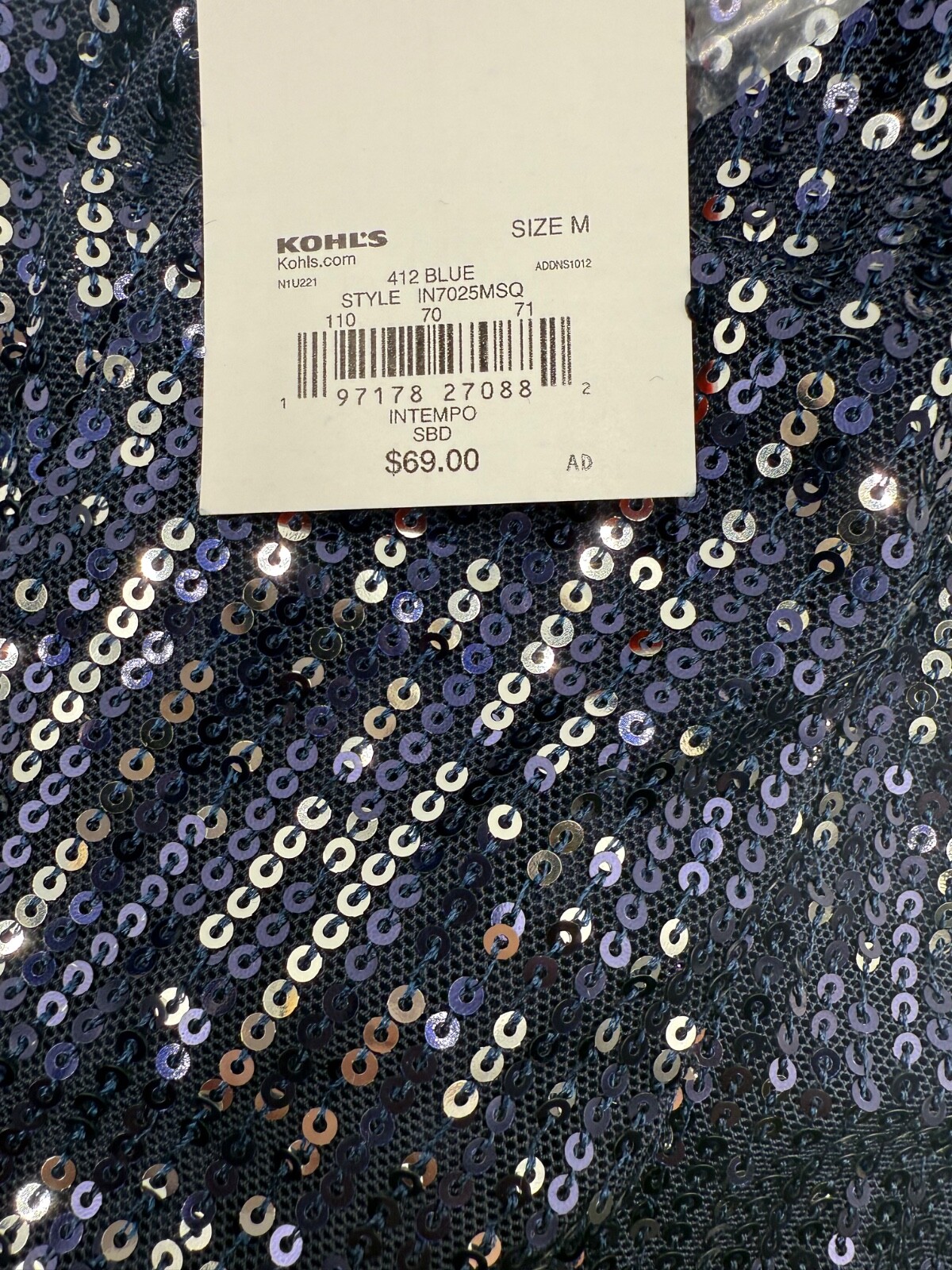 $69 Intempo Women’s-Sequin Button Up Dress-Navy Sparkly -Medium-New With Tag