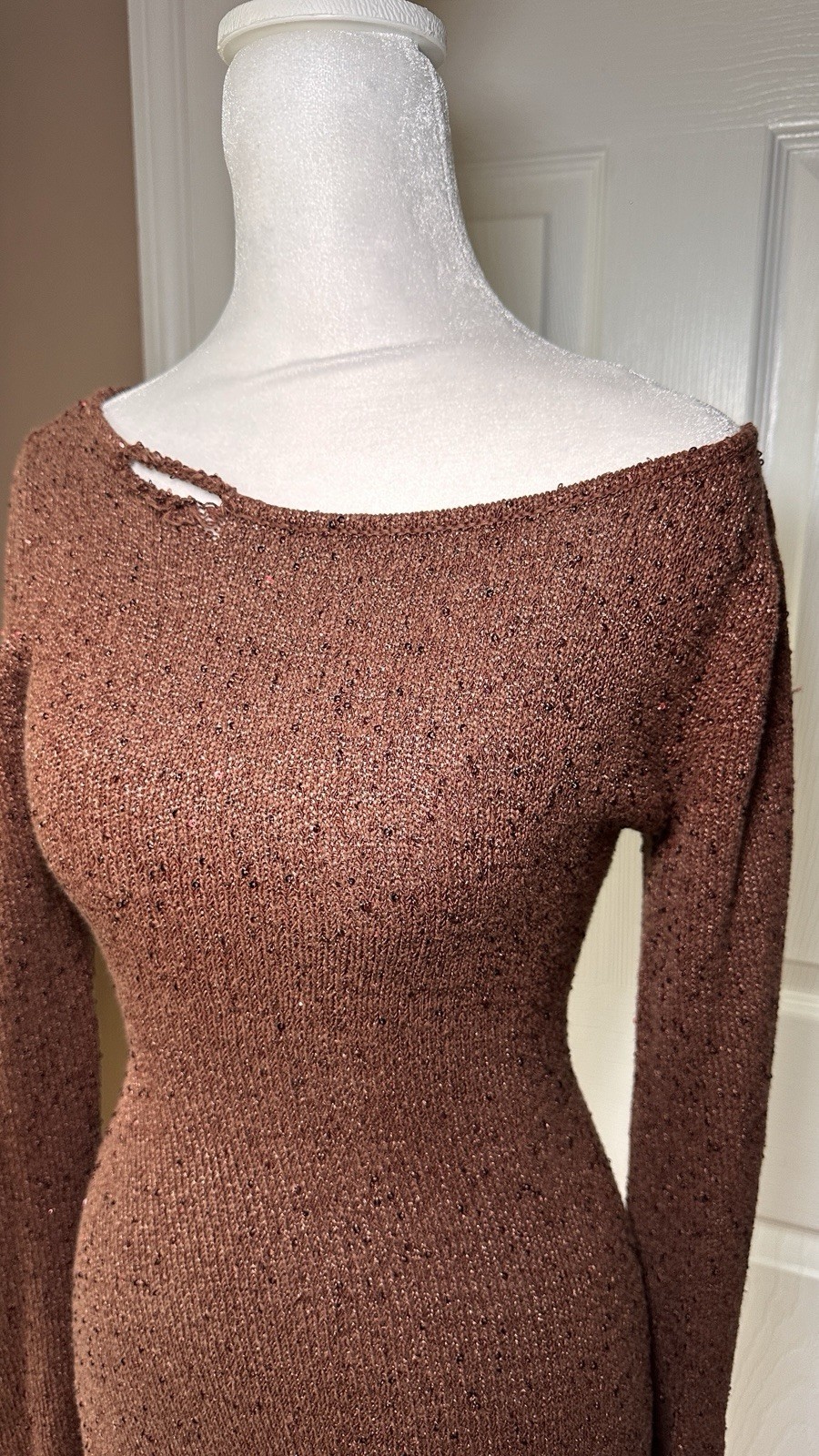 Asta Resort Maya Chocolate Sequin One Shoulder Mini Dress $270 Size XS