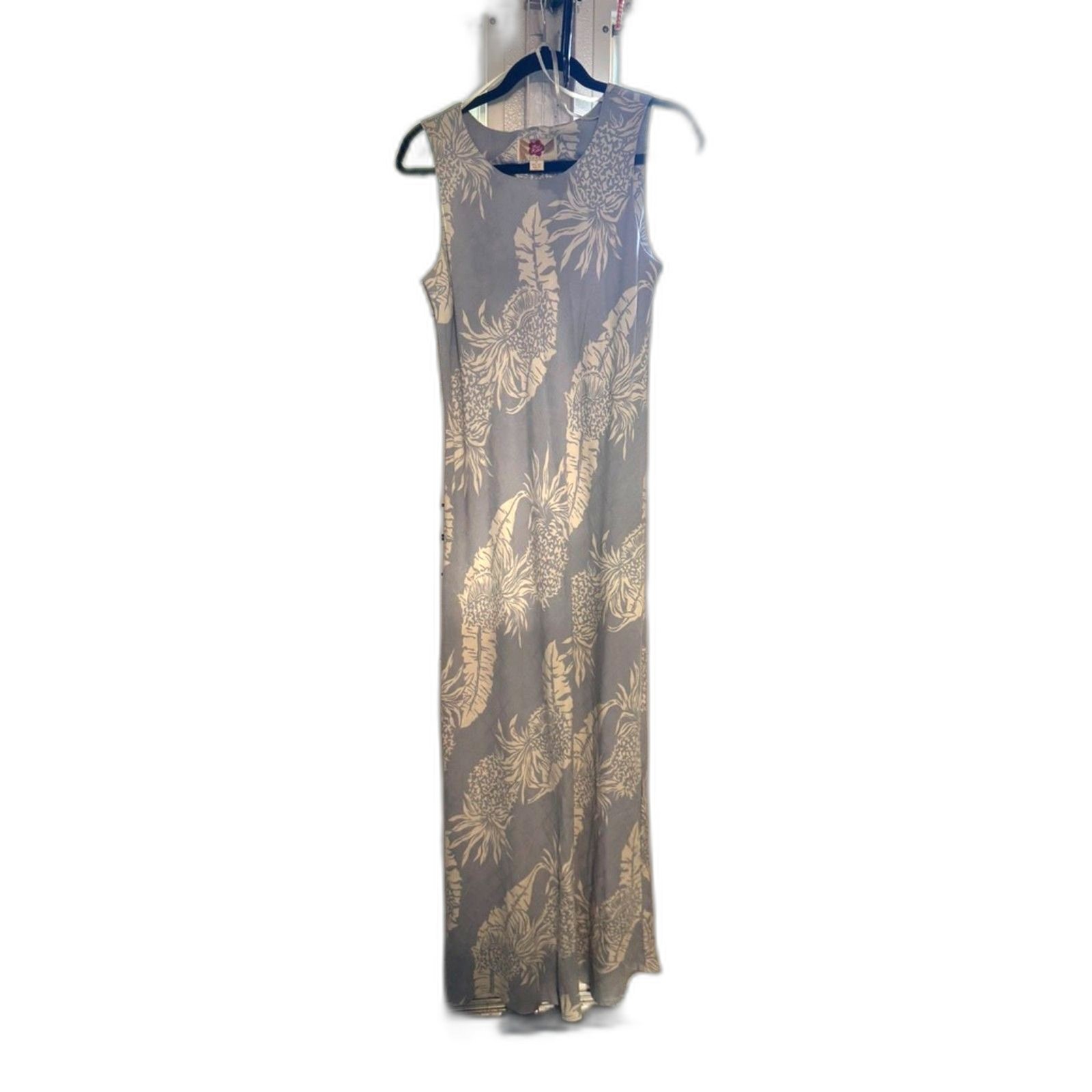 Hilo Hattie Hawaii Vintage A-Line Maxi Dress 100% Silk Small