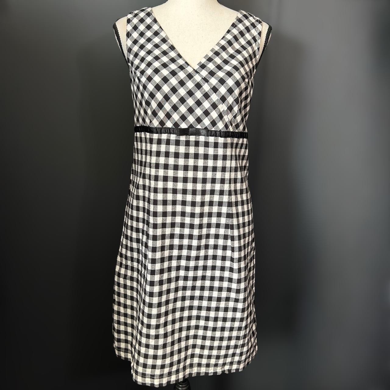 Vintage 90s Y2k Black White Gingham Cotton Dress Prep Retro Mod Babydoll 8