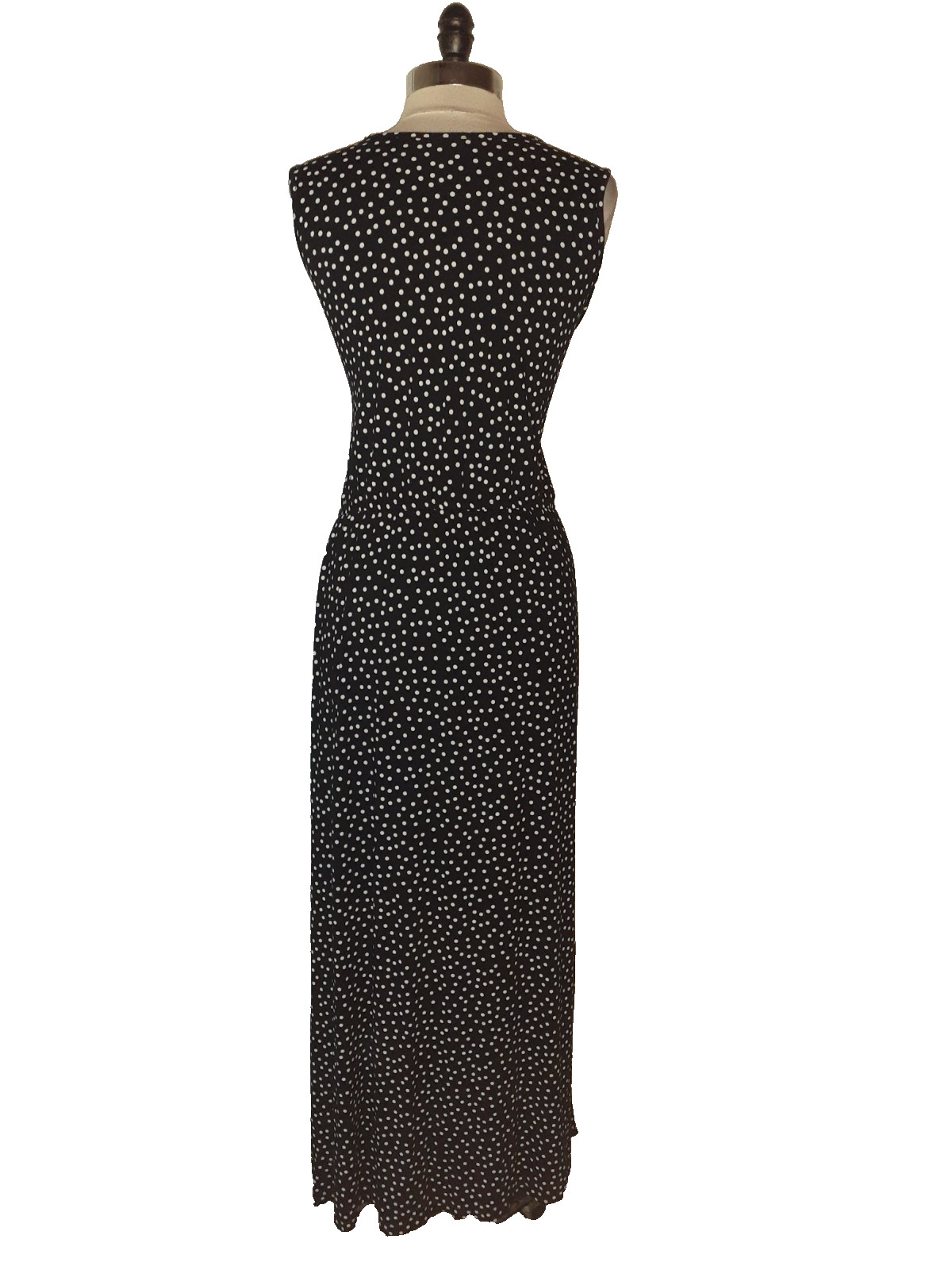 COLDWATER CREEK Plus Size 1X 18W Maxi Dress Black White Polka Dots Sleeveless
