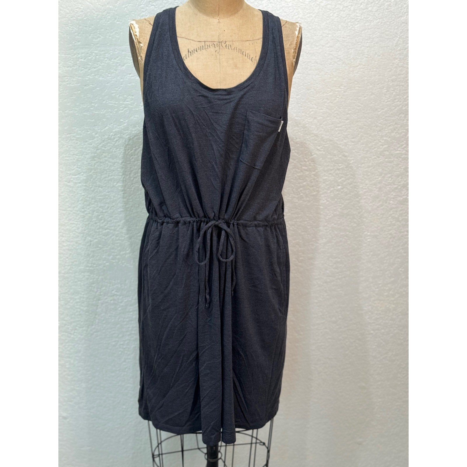 Magellan Women Drawstring Sleeveless Dress XL Grey Moisture Wicking NWT