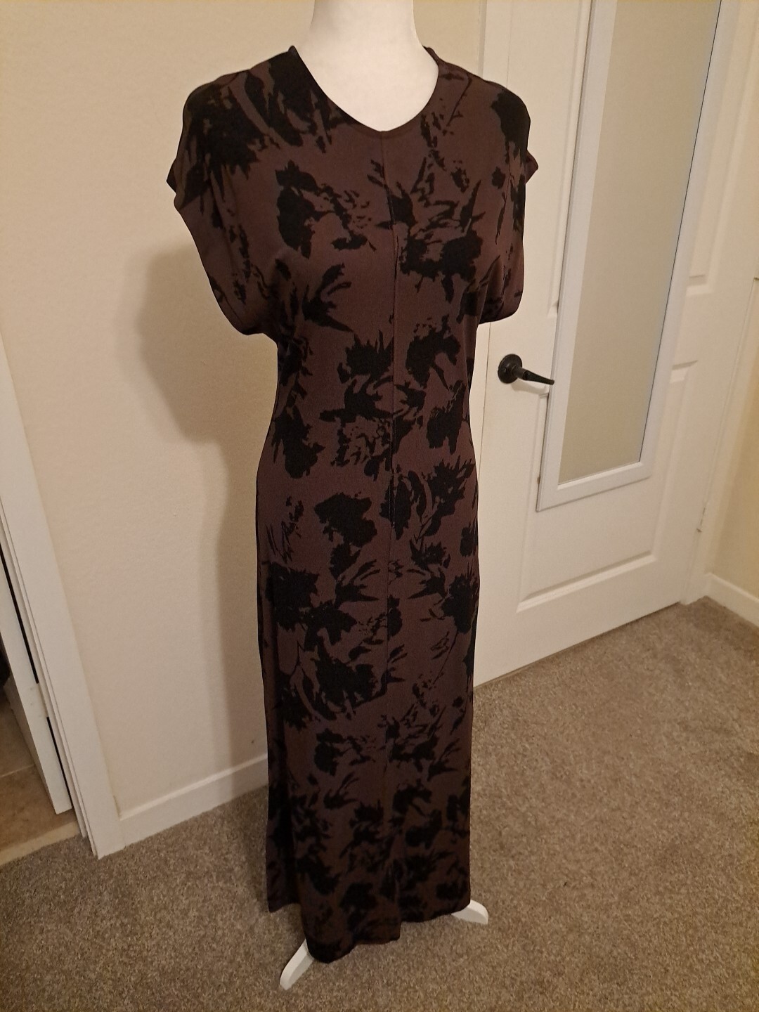 Nordstrom Dolman Sleeve Maxi Dress Black Brown Sz S EUC #302