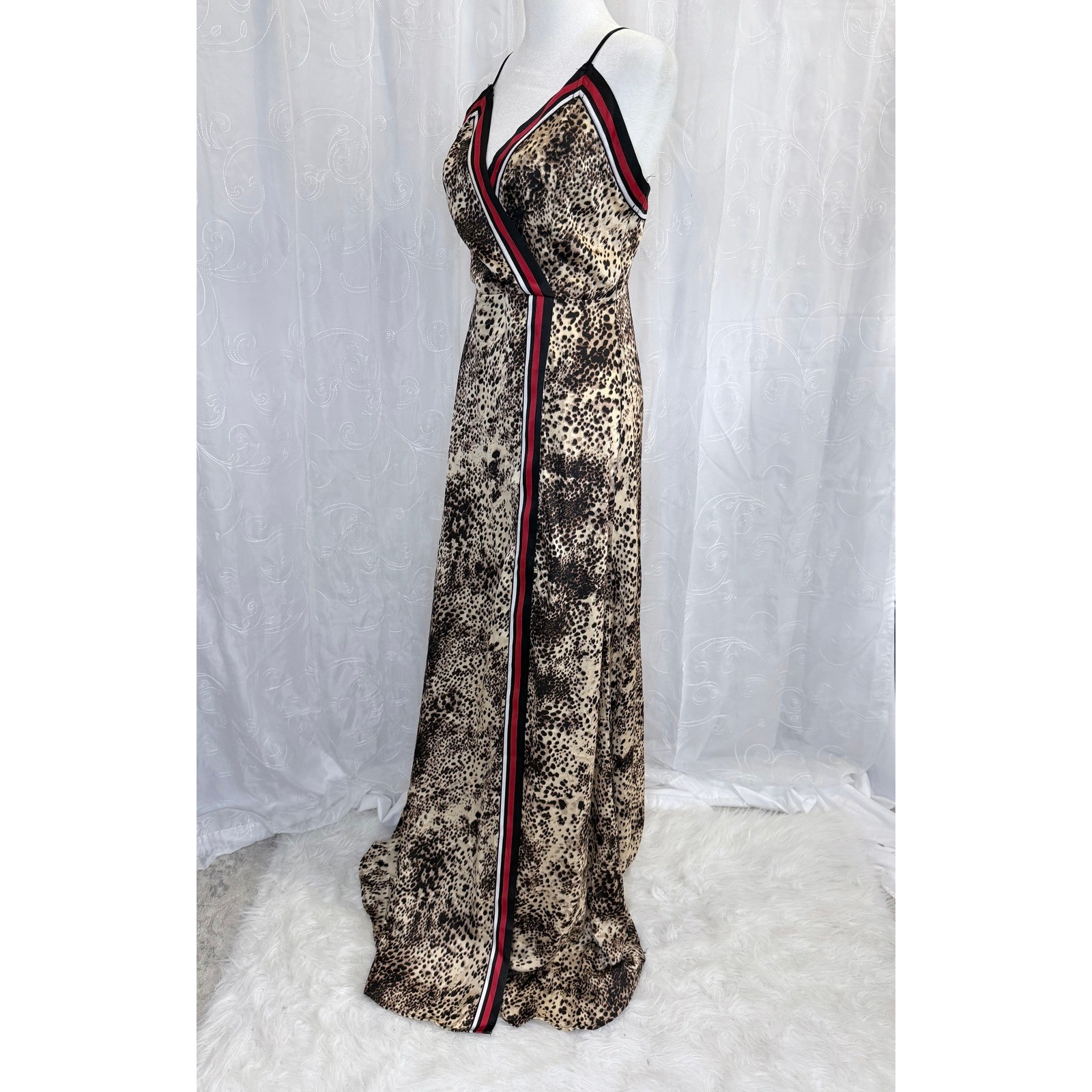 Symphony Leopard Print Maxi Dress Small NWT Animal Print Slit Gown