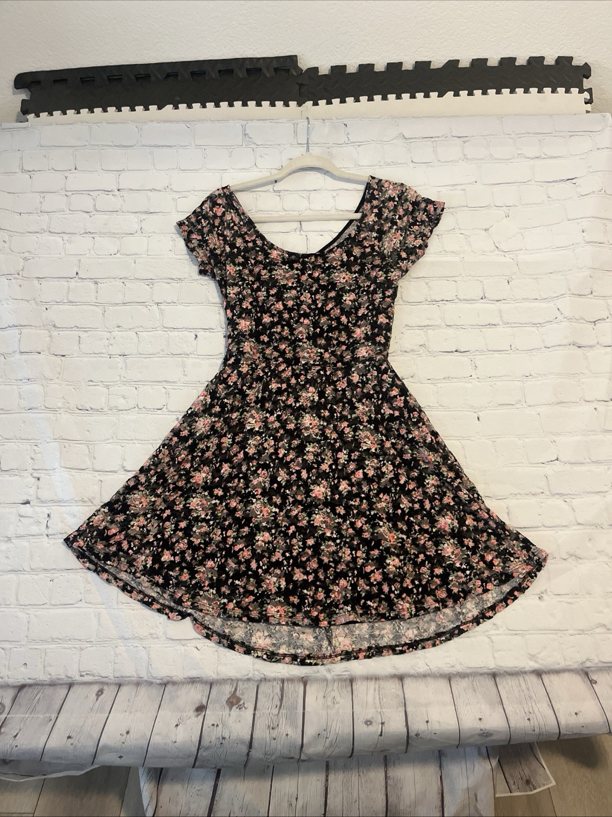 L8teR Fit and Flare Cap Sleeve Woman’s Dress Boho Y2K Aesthetic Sz Lg