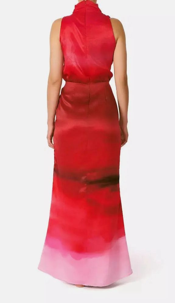 BaoBab Women’s Red Islote Cara Ombré Mock-Turtleneck Maxi Dress Size XL