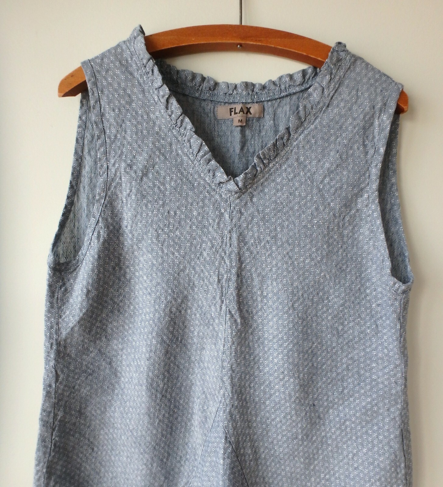 FLAX Designs Linen Dress 1G NWOT Special Dress Steel Fleur-deLis
