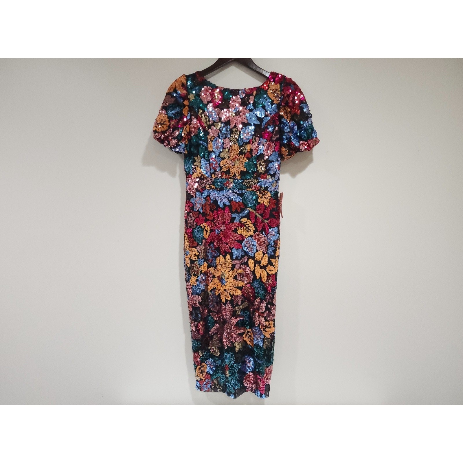 Ivy City Co Showstopper Sheath Dress Womens S Multicolor Floral Sequin Back Zip