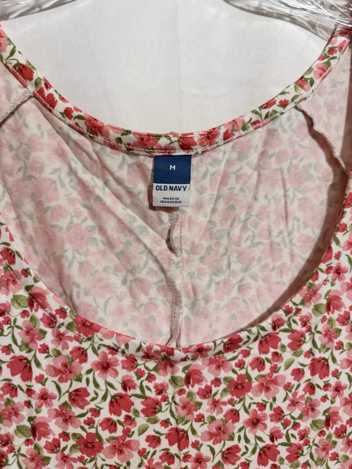 Old Navy Red Floral Scoop Neck Cap Sleeve Swing Mini Dress M NWT