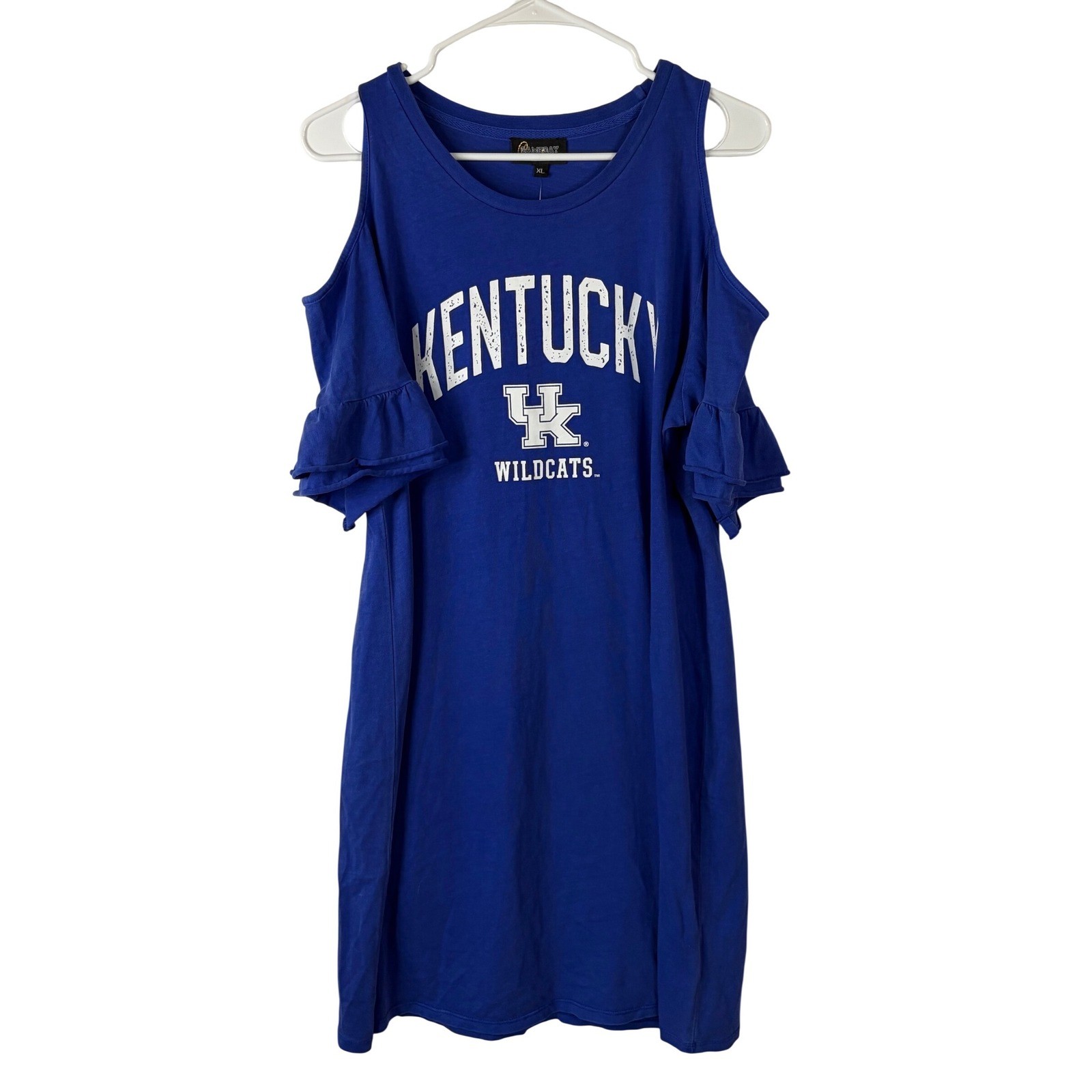 Gameday Couture Kentucky Wildcats Cold Shoulder Ruffle Dress Blue XL New