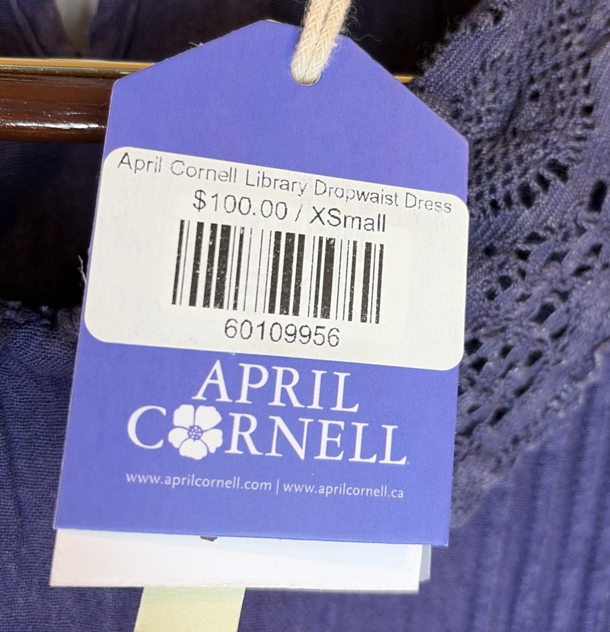 NWT April Cornell Library Dropwaist Dress Sz XS Dark Academia Cottagecore Boho