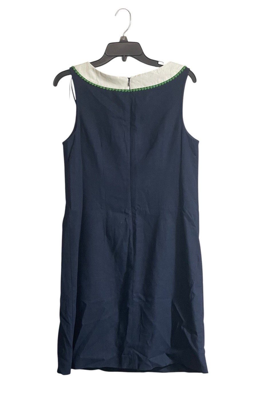 J Howard Navy White Linen Shift Sheath Dress Size 10 Preppy Nautical Resort
