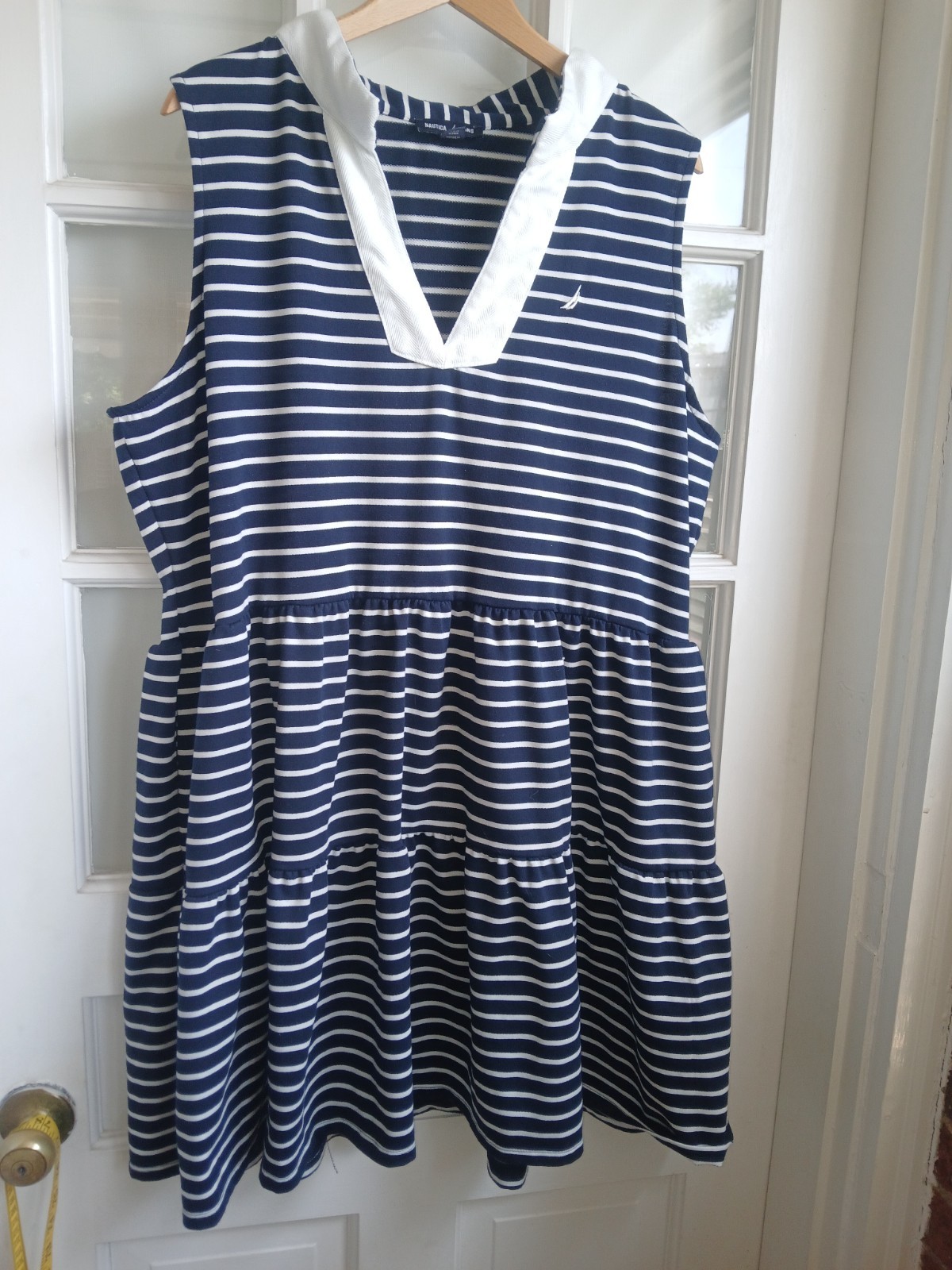 nautica navy white stripe sundress prep xxl summer cottage boating sailor